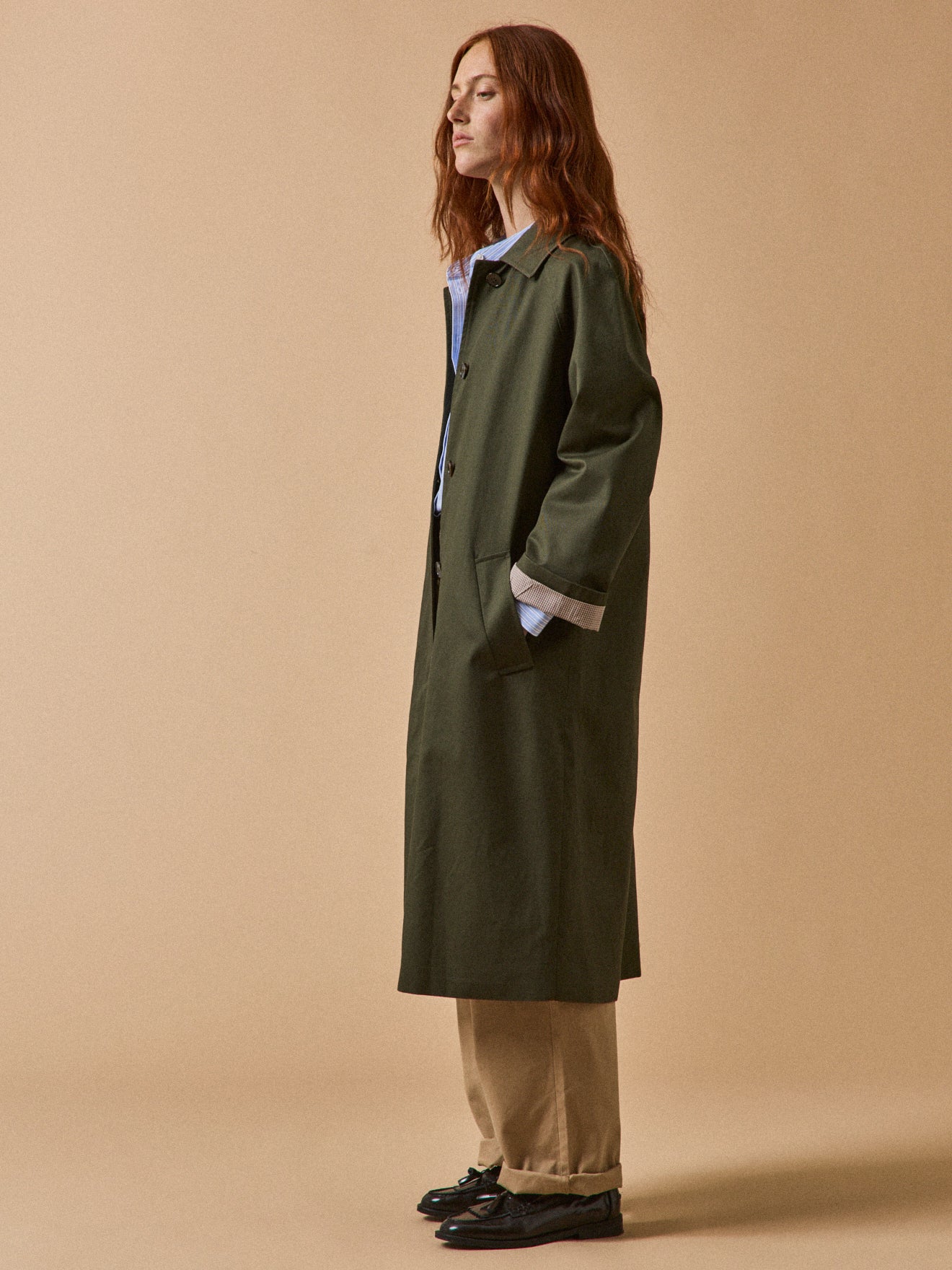 Trench droit coton femme