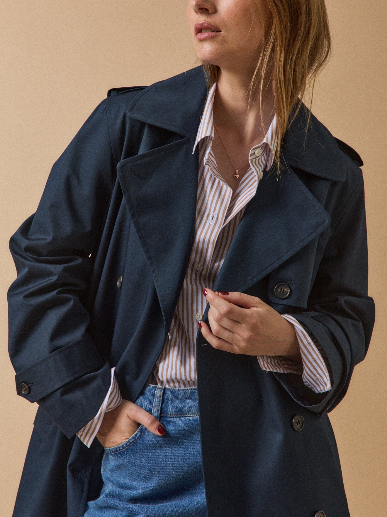 Trench long col tailleur coton biologique femme