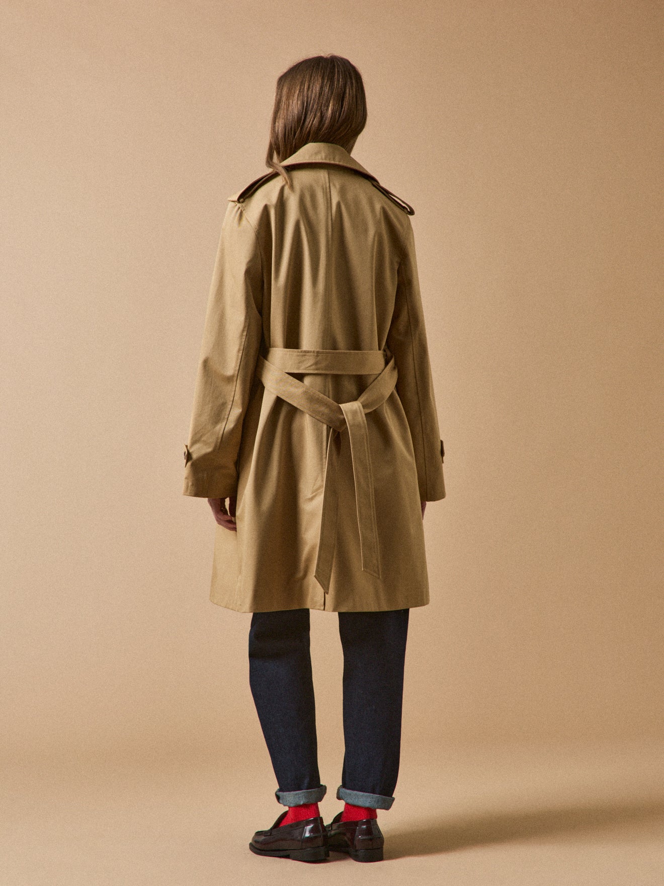 Trench long col tailleur coton biologique femme