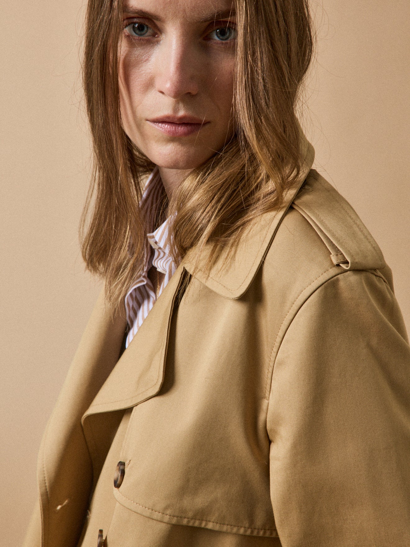 Trench long col tailleur coton biologique femme