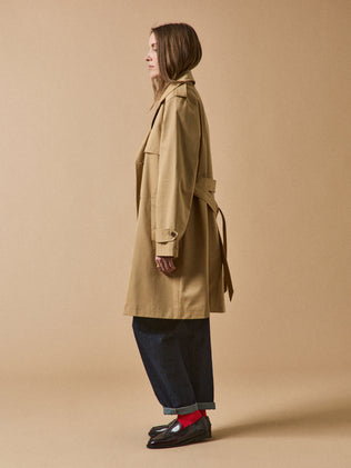 Trench long col tailleur coton biologique femme