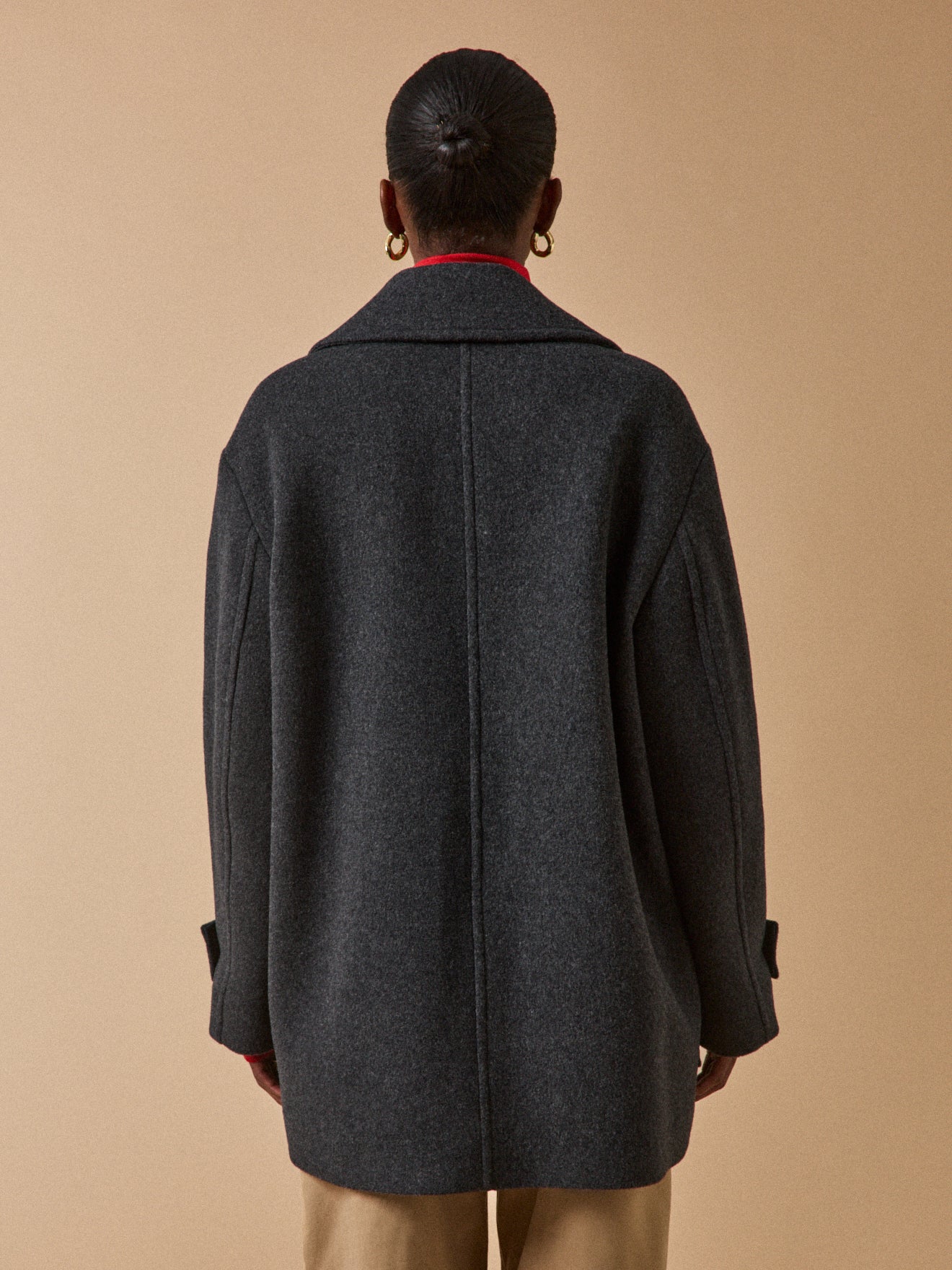 Manteau caban lainage uni femme