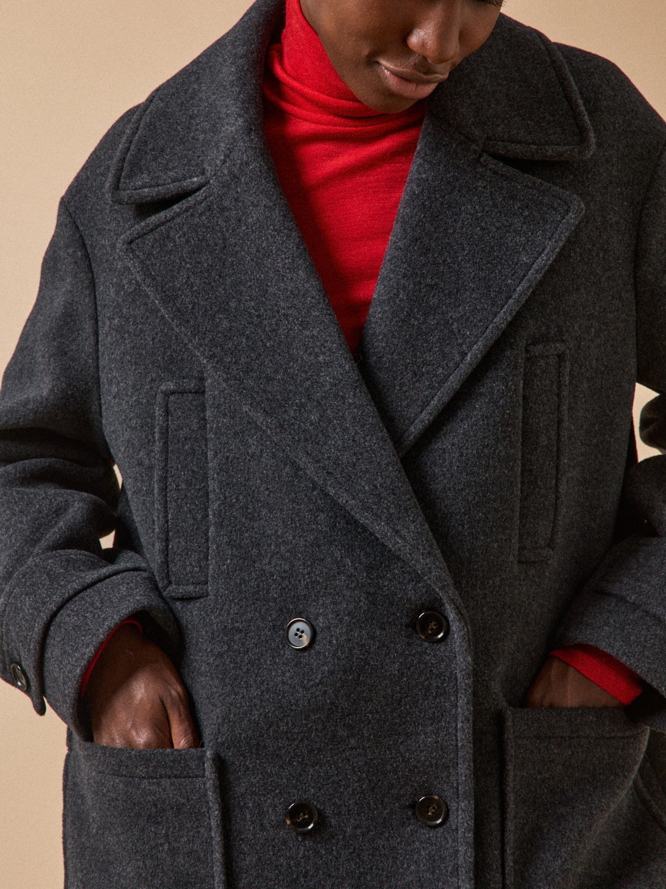 Manteau caban lainage uni femme