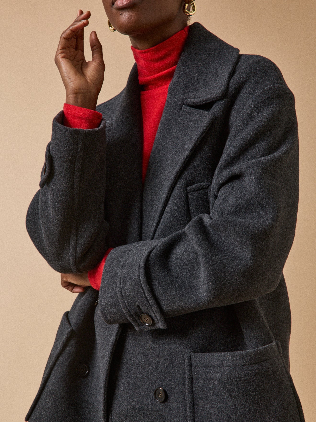 Manteau caban lainage uni femme