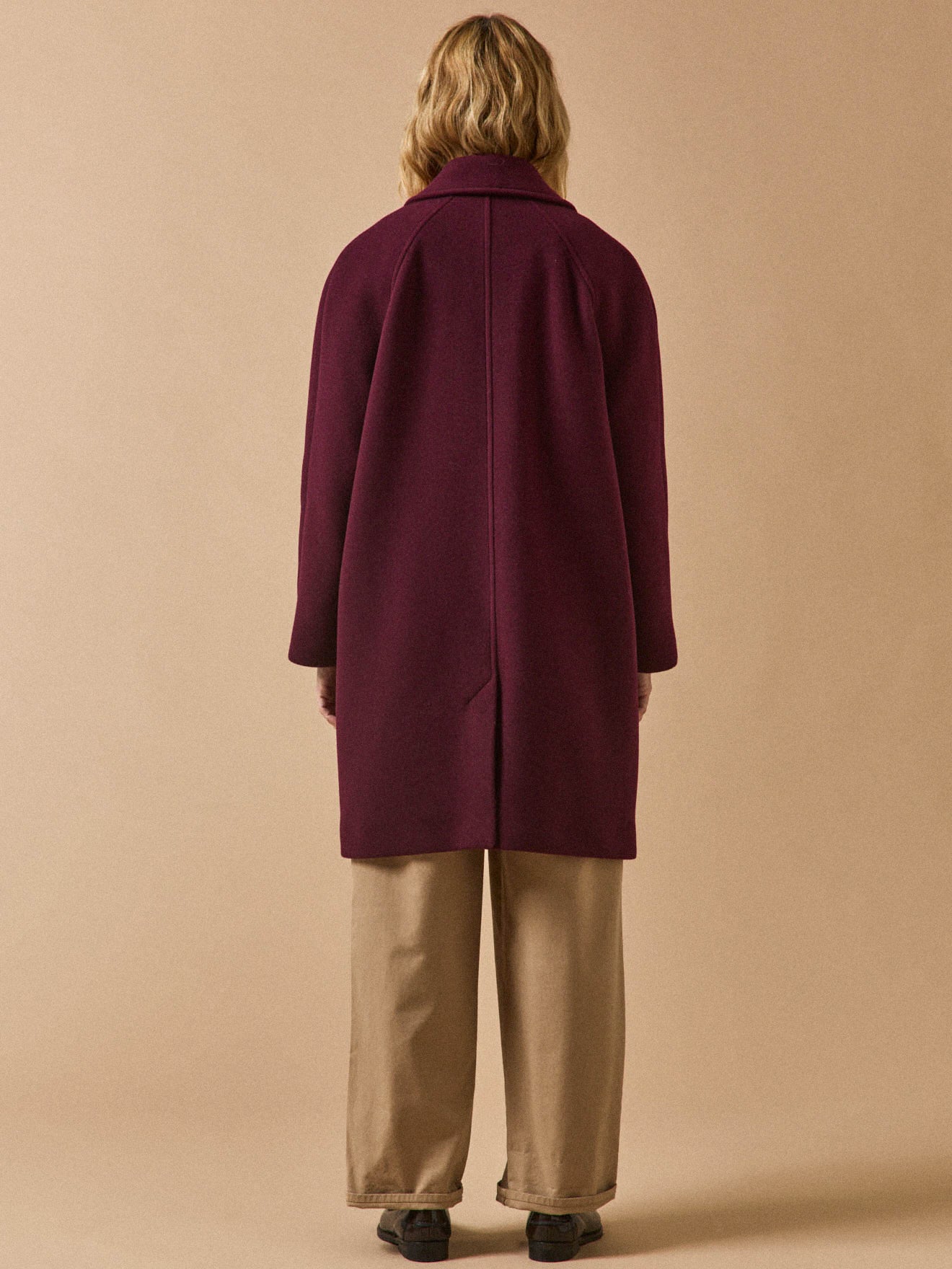 Manteau mi-long lainage uni femme