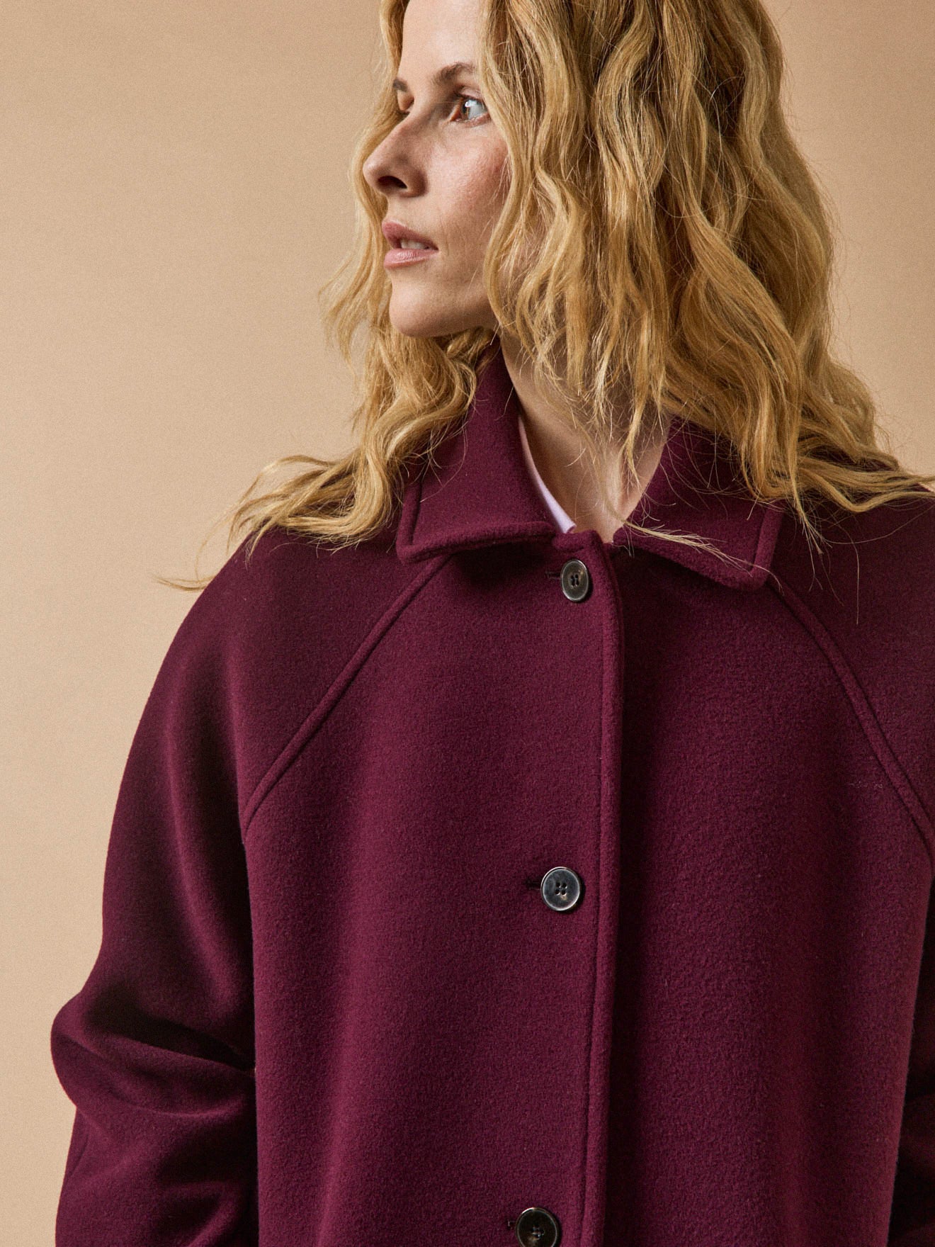 Manteau mi-long lainage uni femme