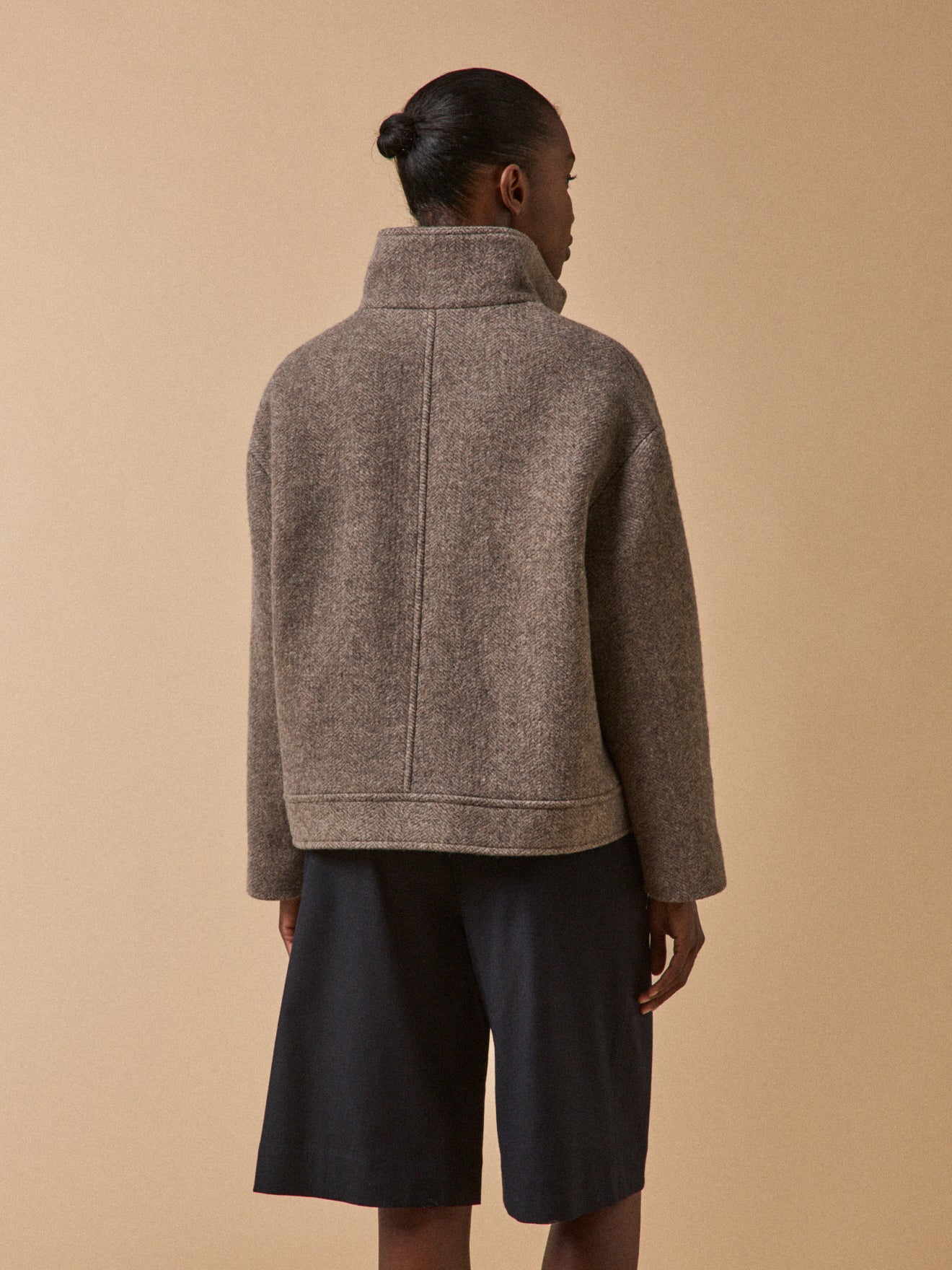 Manteau court lainage chevrons femme