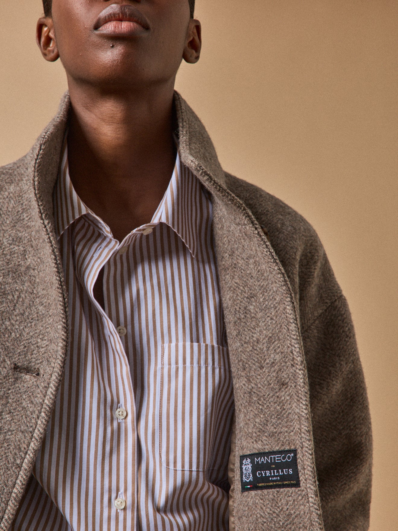 Manteau court lainage chevrons femme