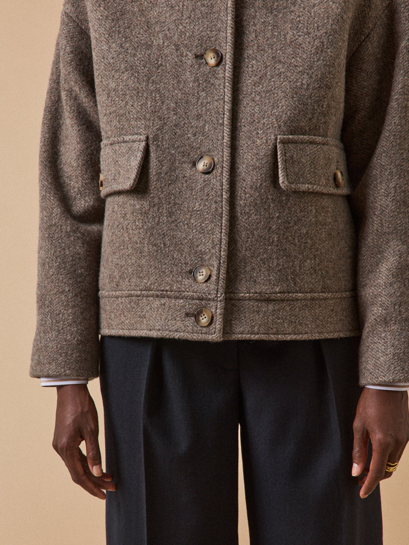 Manteau court lainage chevrons femme