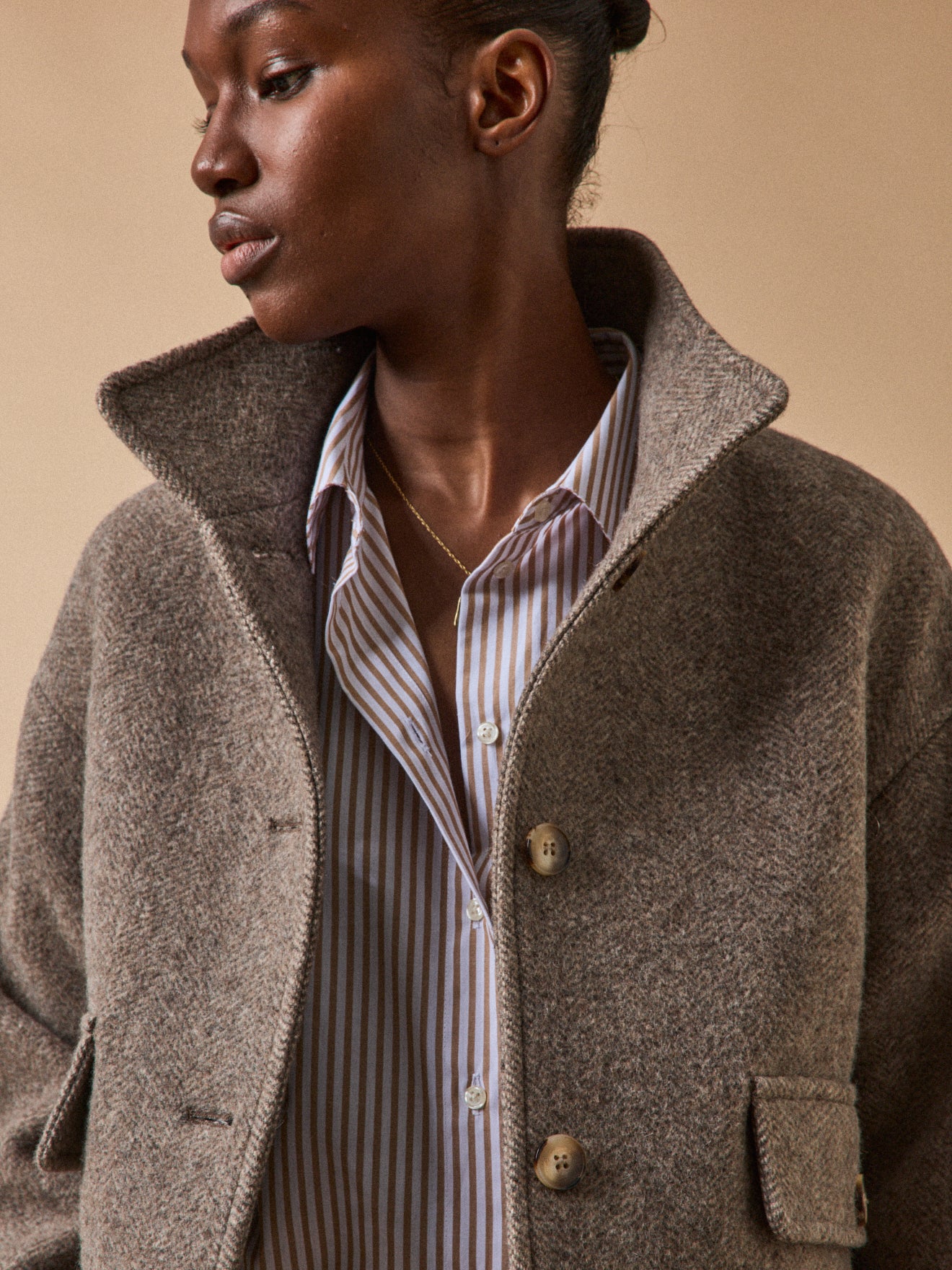 Manteau court lainage chevrons femme