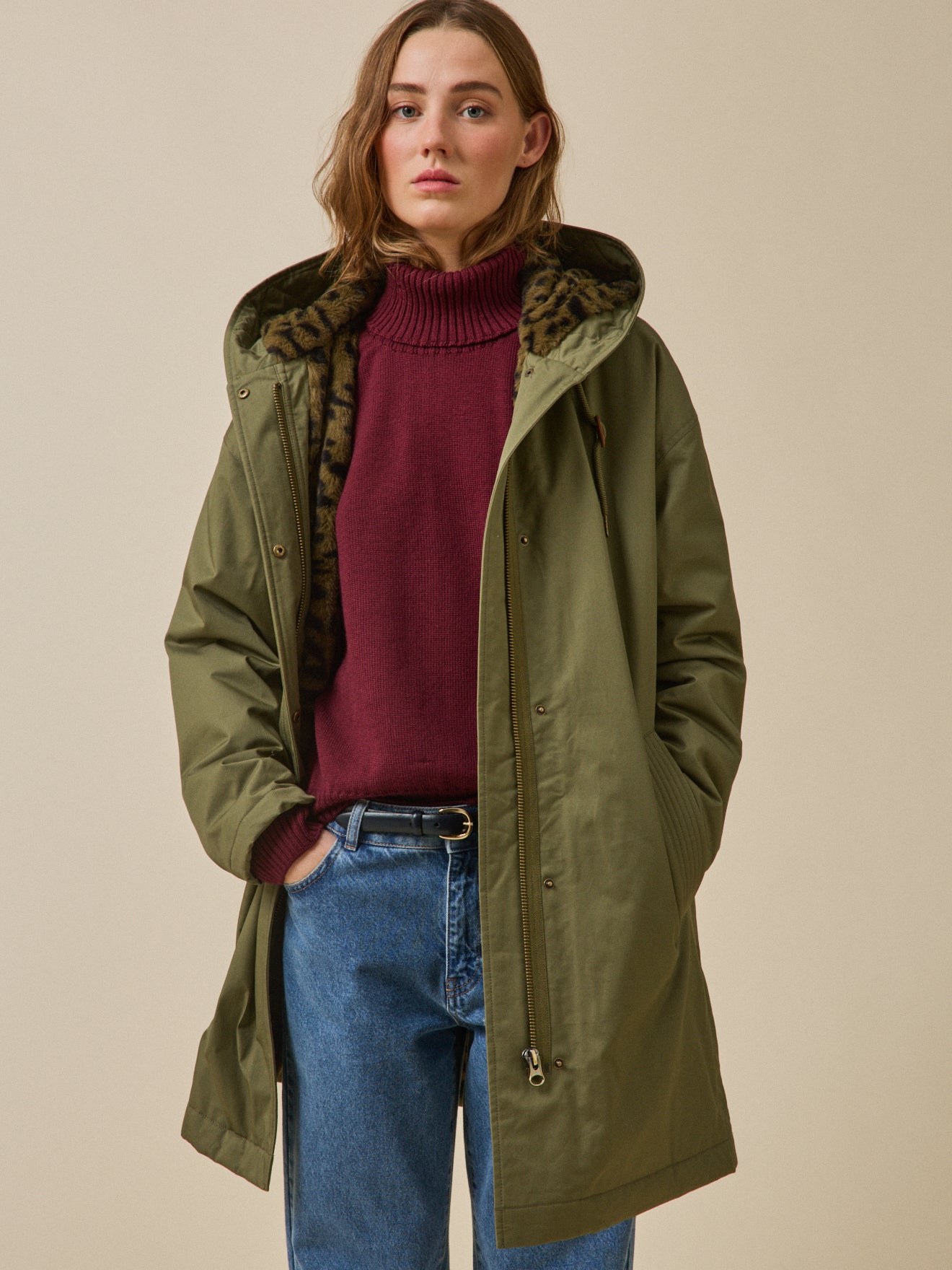 Parka mi-longue femme doublée imitation fourrure