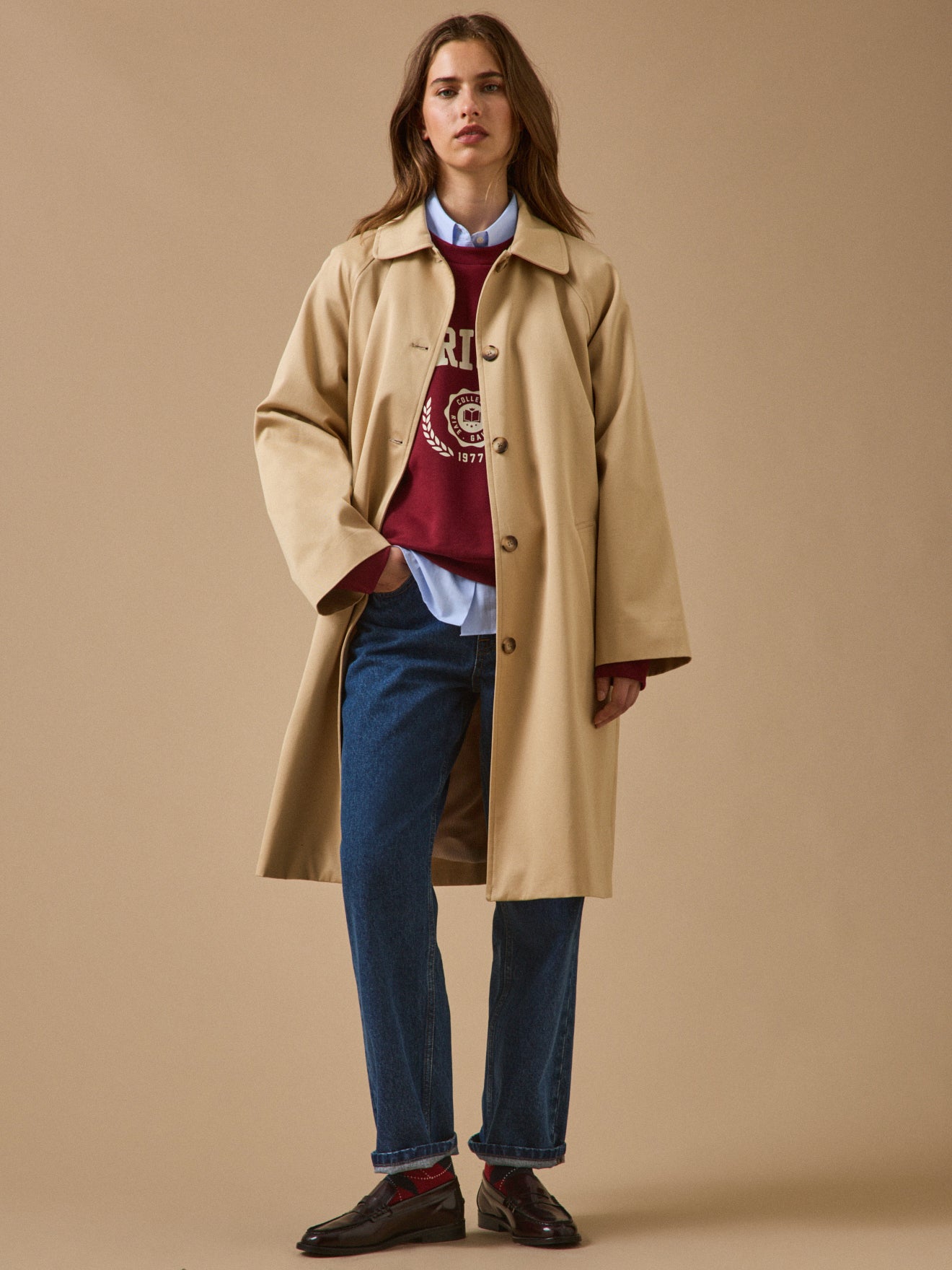 Trench long coton biologique femme