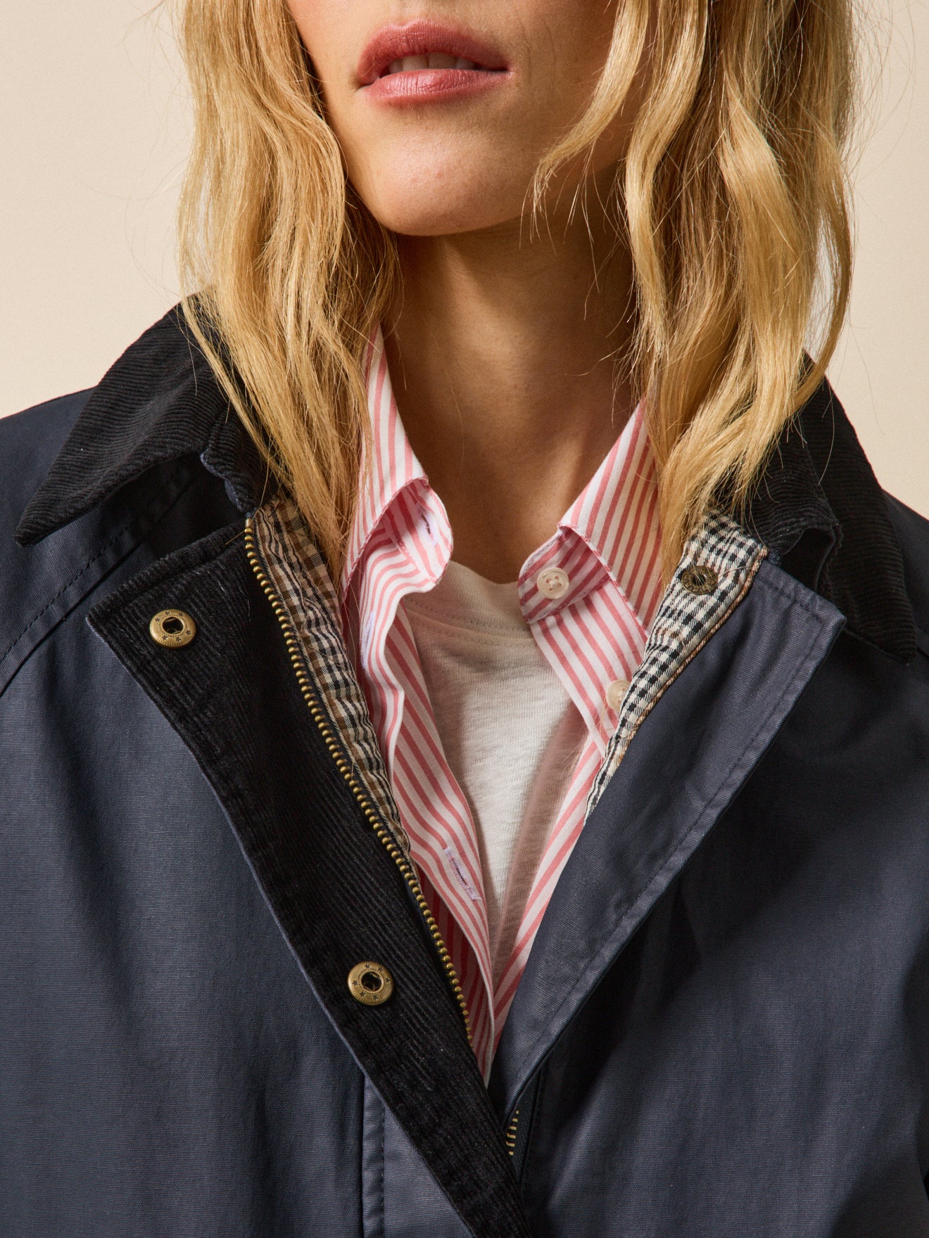 Veste coton enduit femme