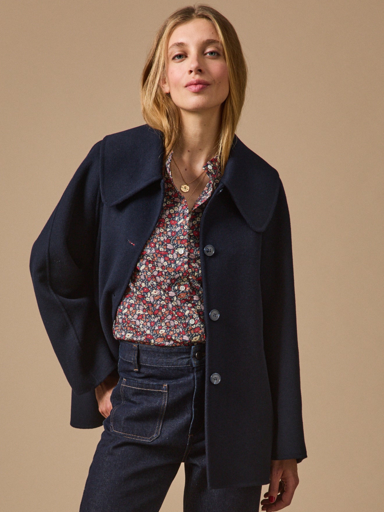 Manteau lainage double face femme