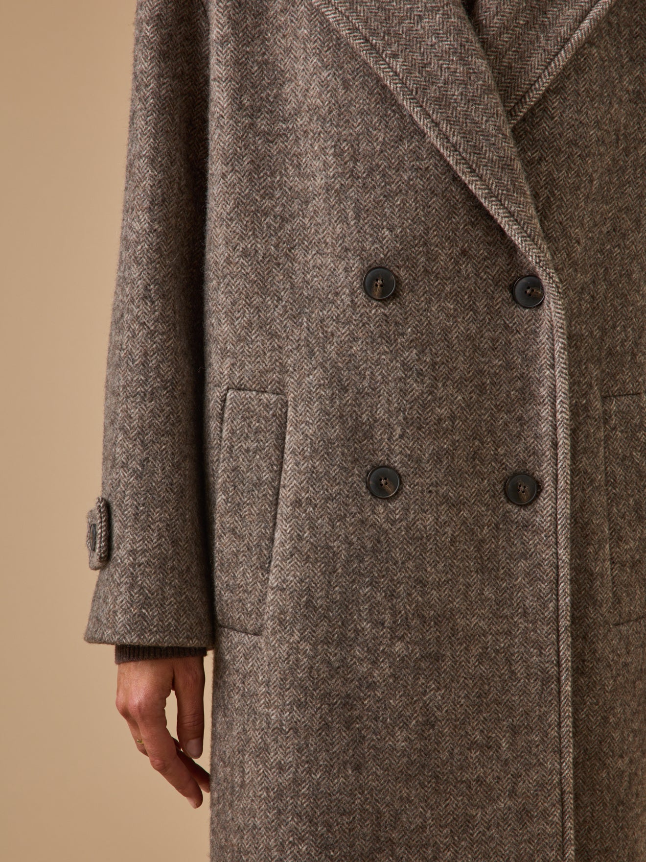 Manteau long lainage chevrons femme