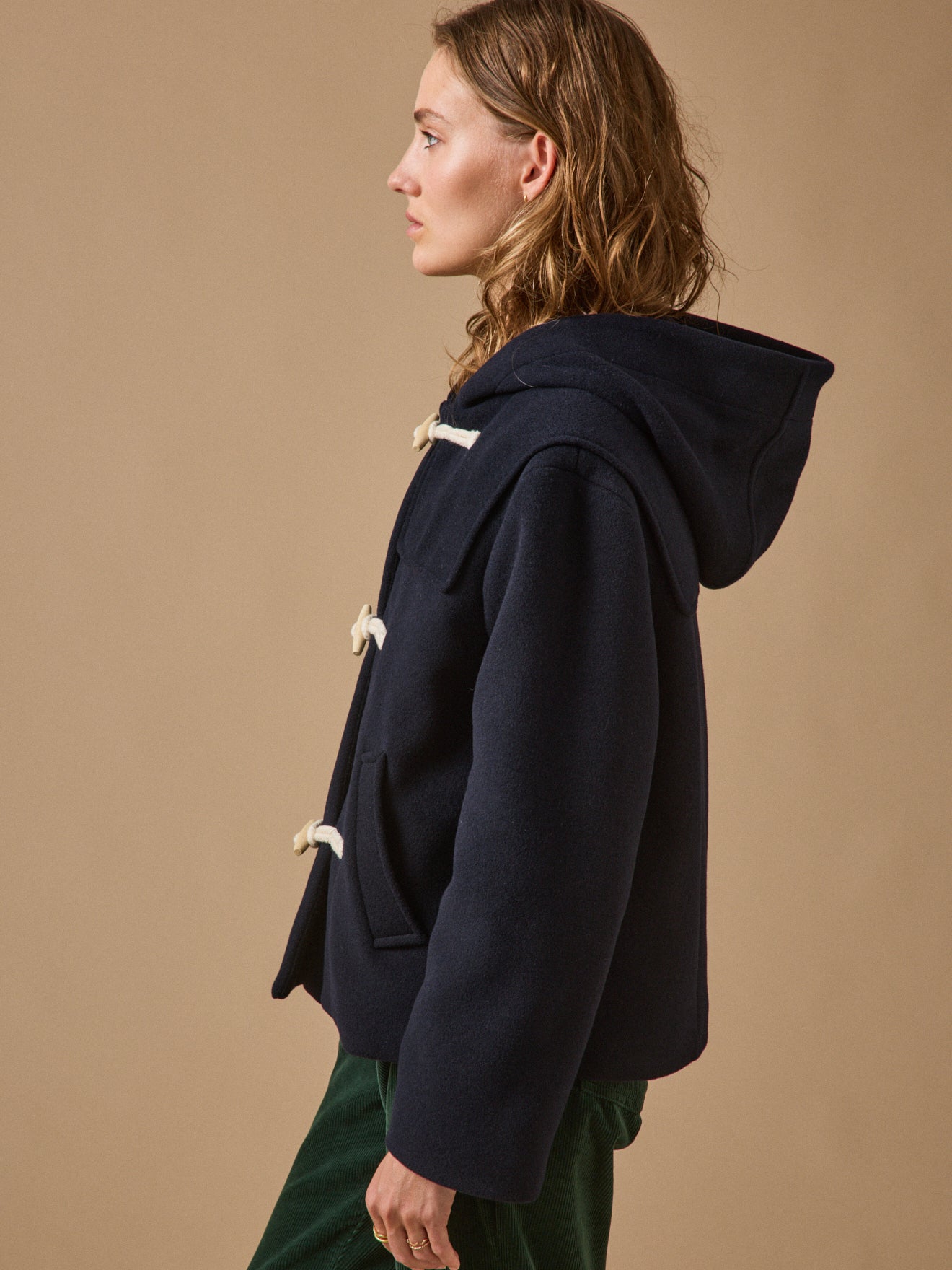 Kurze Damen-Cabanjacke aus Wolltuch