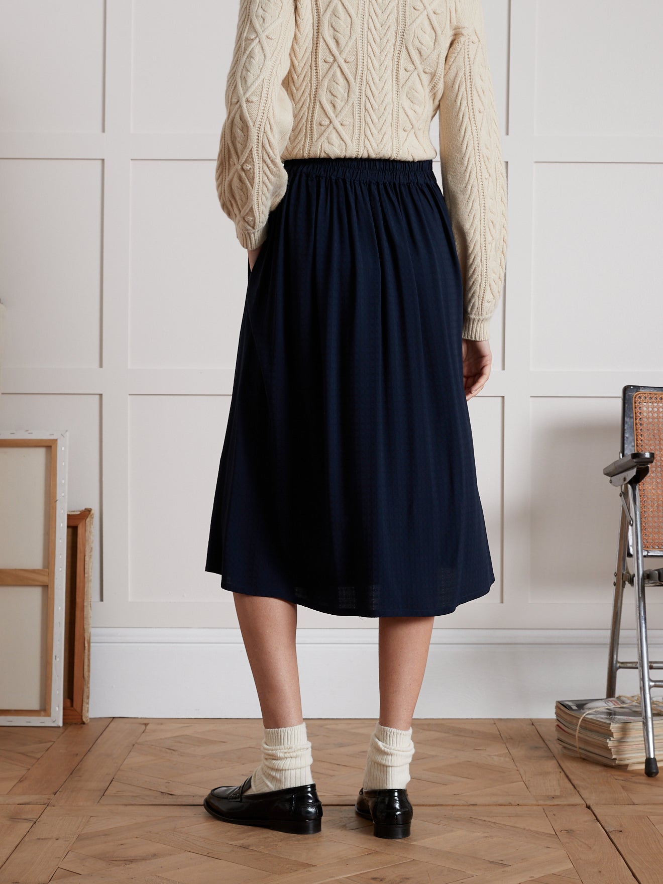 Jupe mi-longue femme viscose dobby