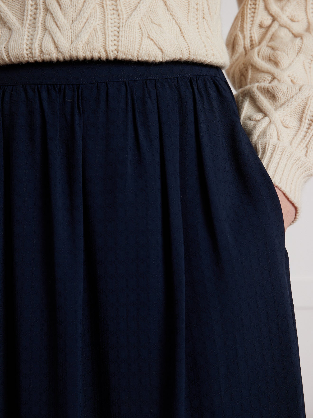 Jupe mi-longue femme viscose dobby