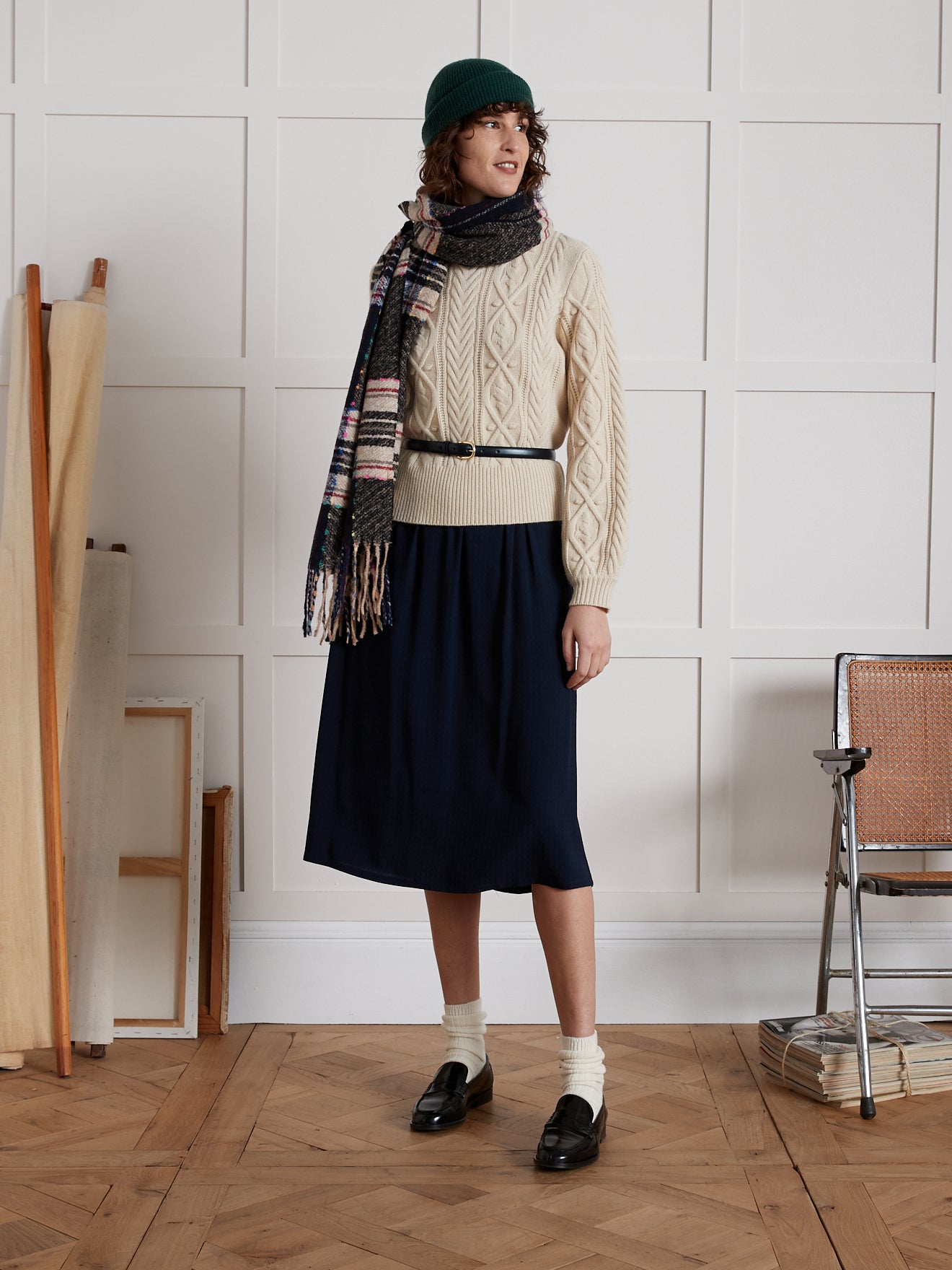 Jupe mi-longue femme viscose dobby