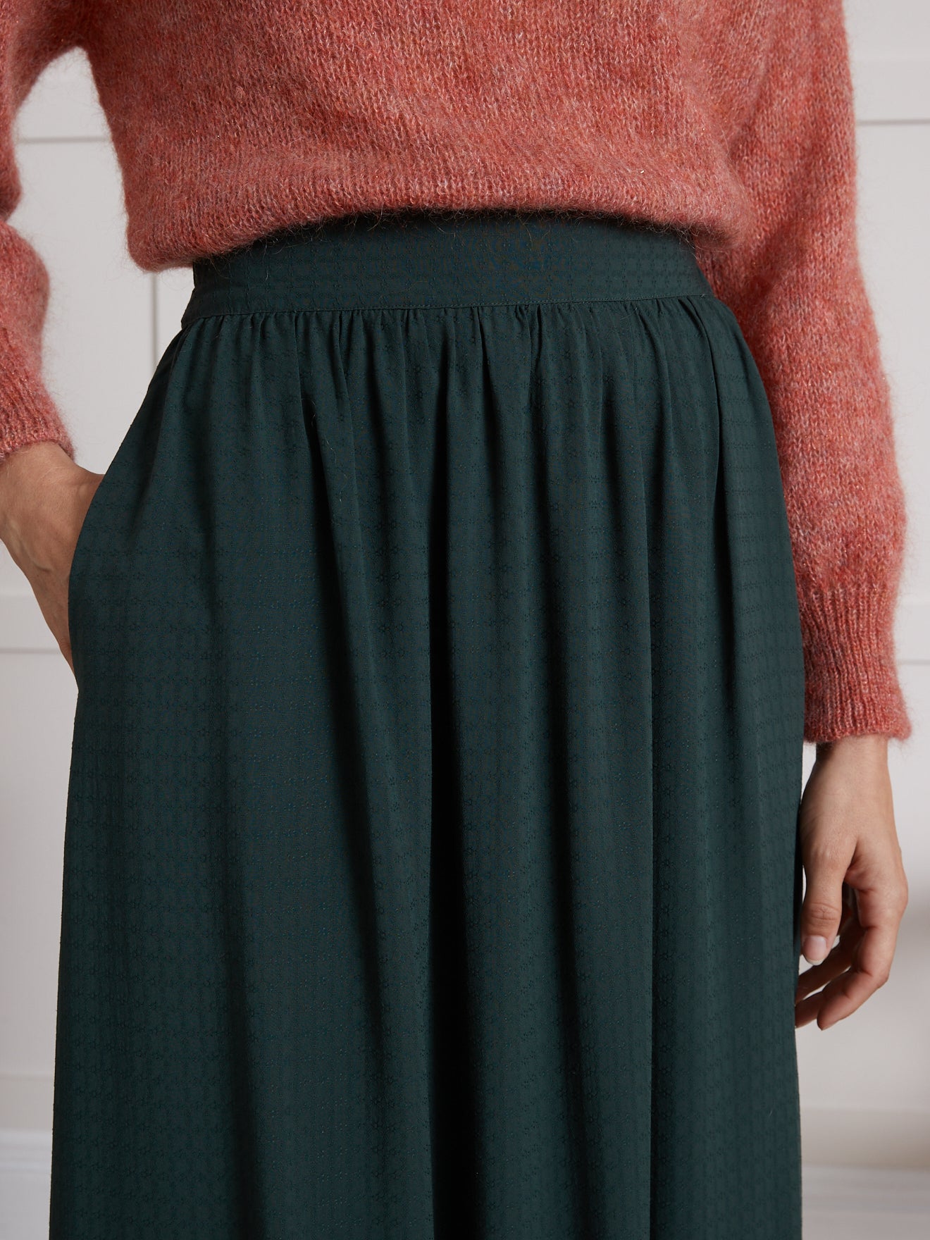 Jupe mi-longue femme viscose dobby