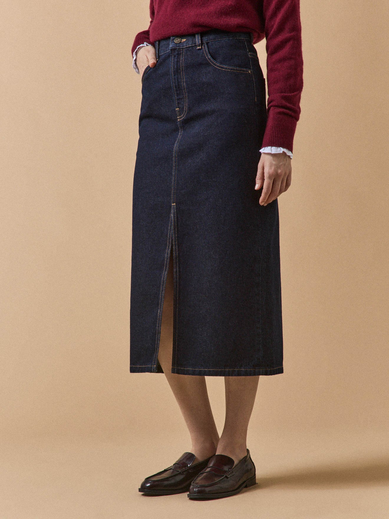 Halblanger Damenrock aus Bio-Baumwolle