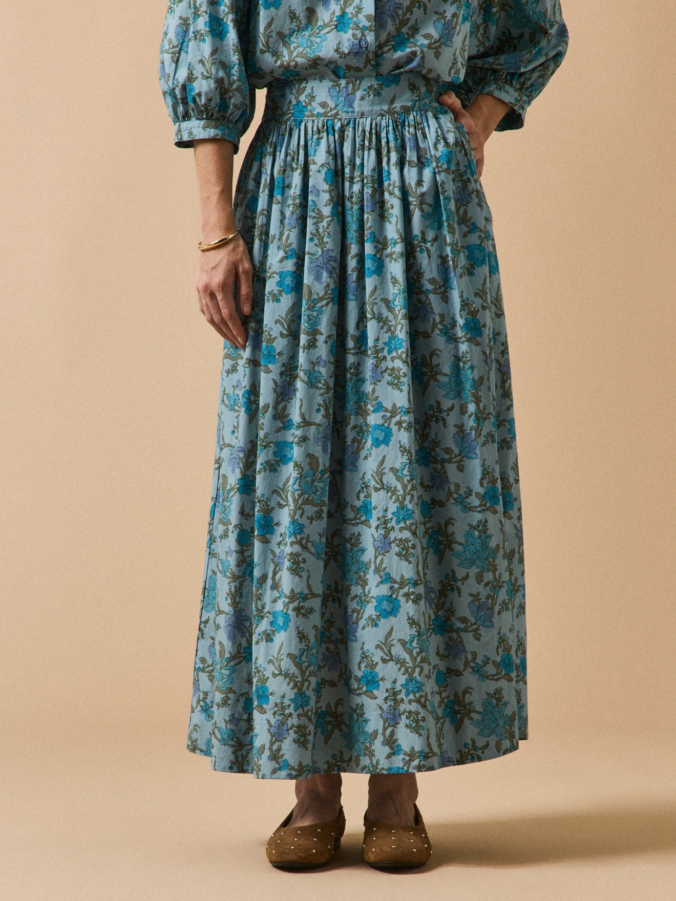 Damenrock, lang, mit Druckmuster « Flore »