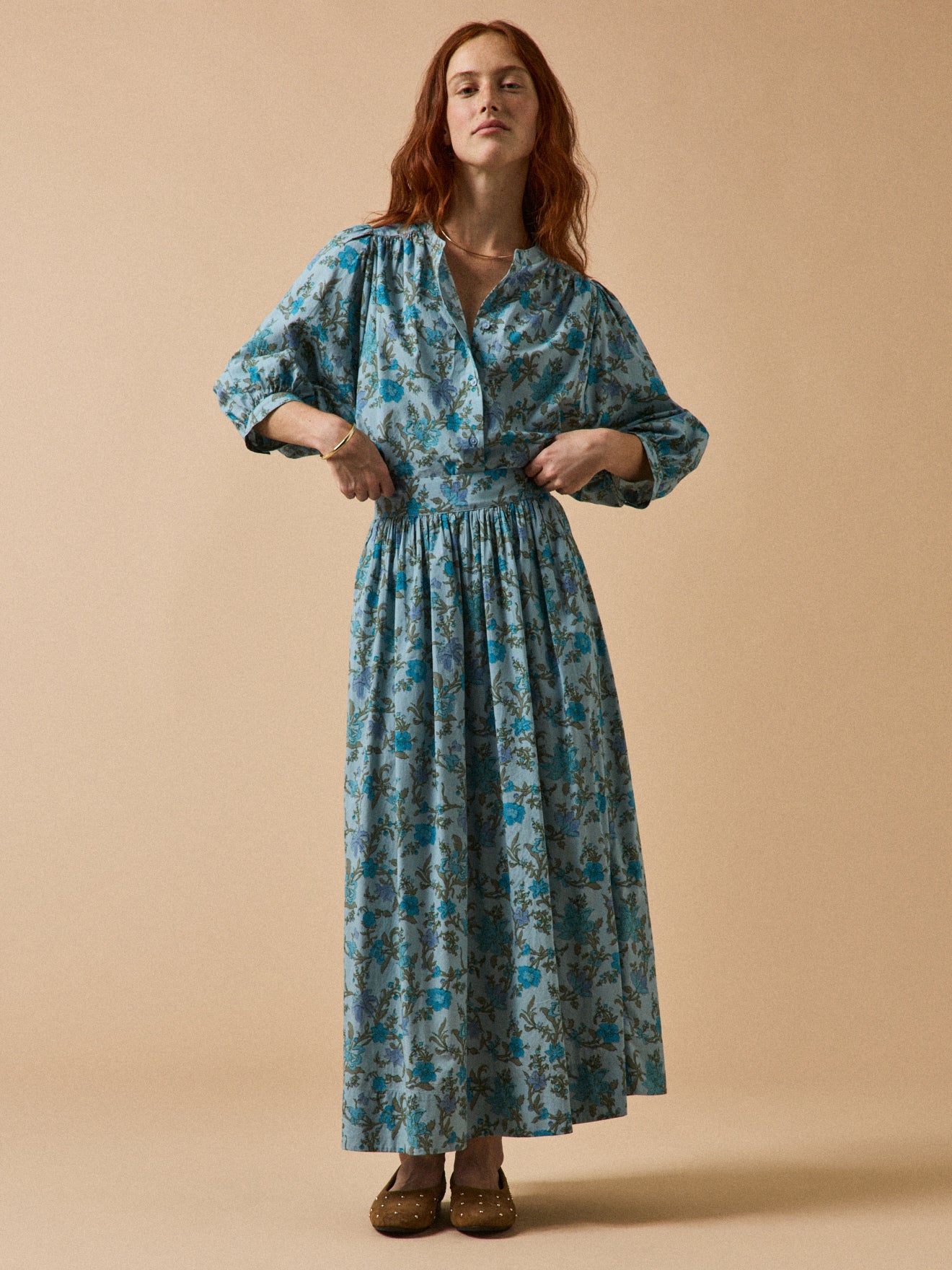 Damenrock, lang, mit Druckmuster « Flore »