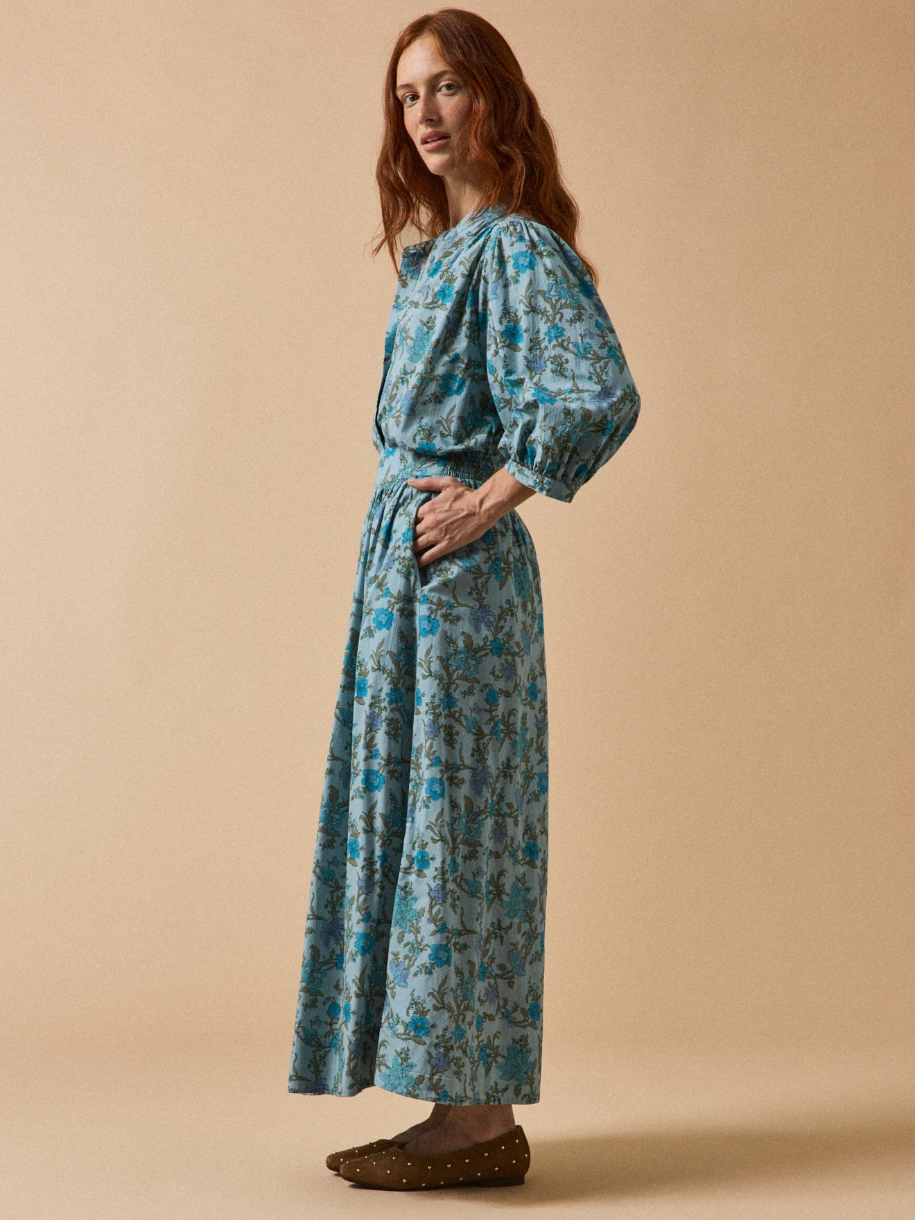 Damenrock, lang, mit Druckmuster « Flore »