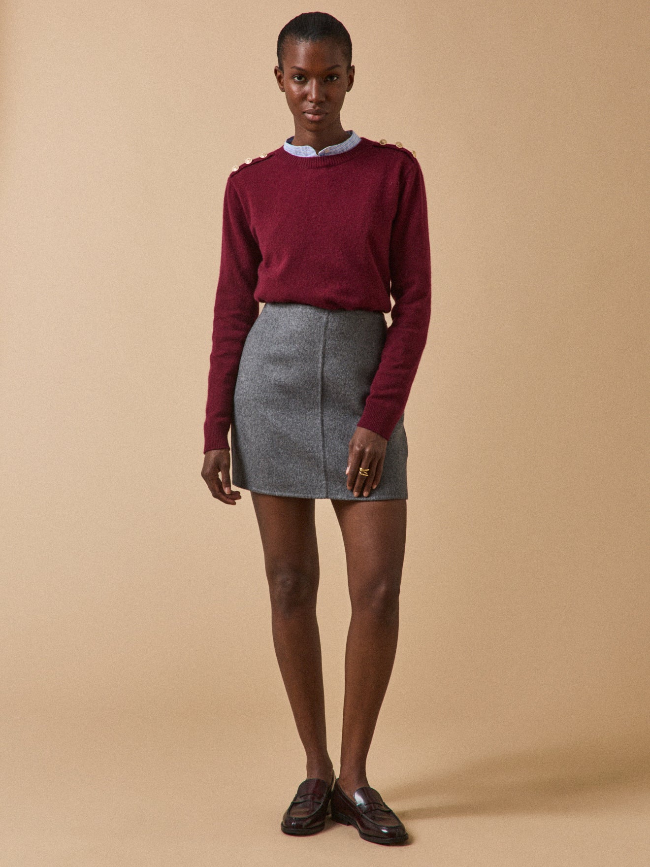 Kurzer Damenrock aus zweiseitigem Wolltuch