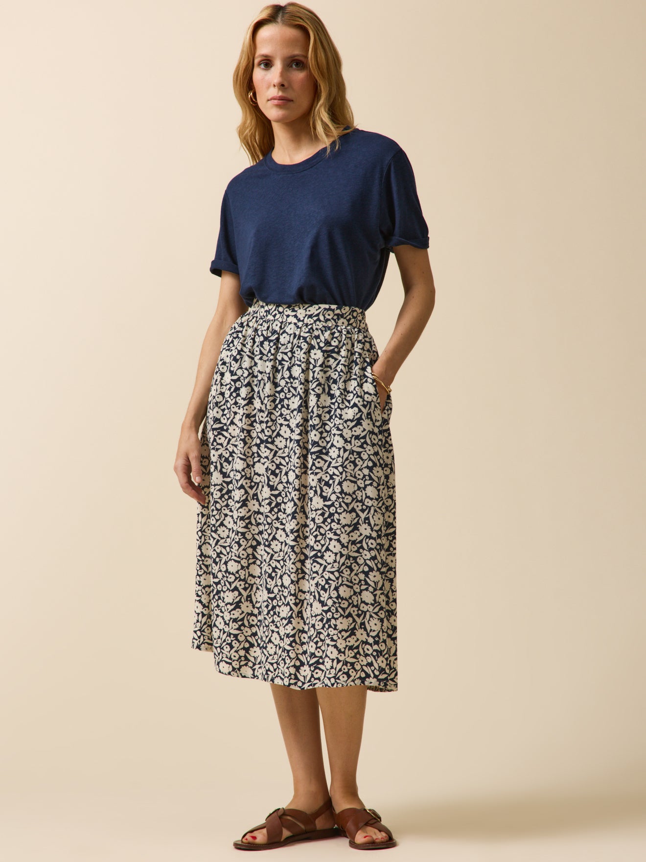 Jupe mi-longue femme imprimé Enea