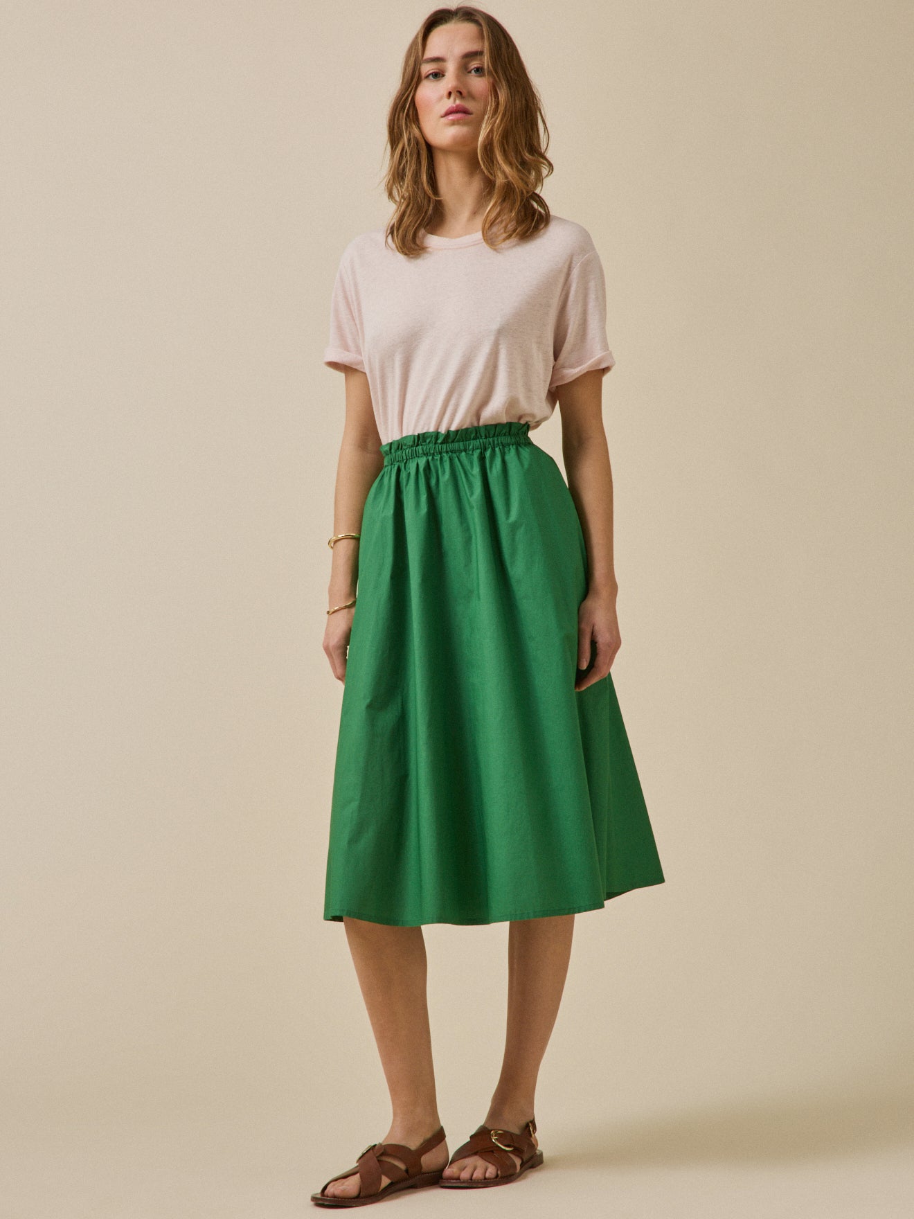 Halblanger Damenrock aus Popeline