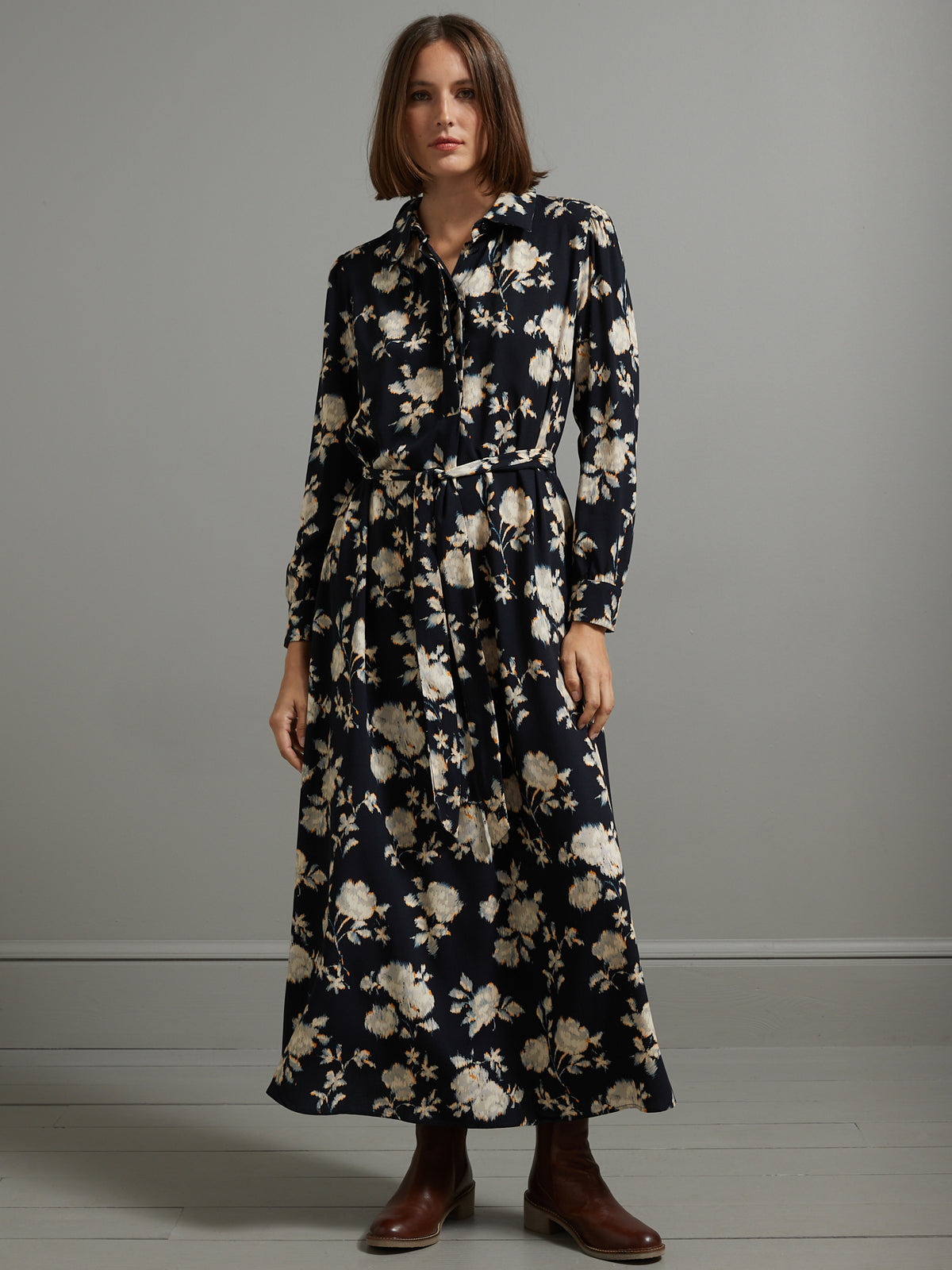 Robe-chemise longue femme imprimé Ikat