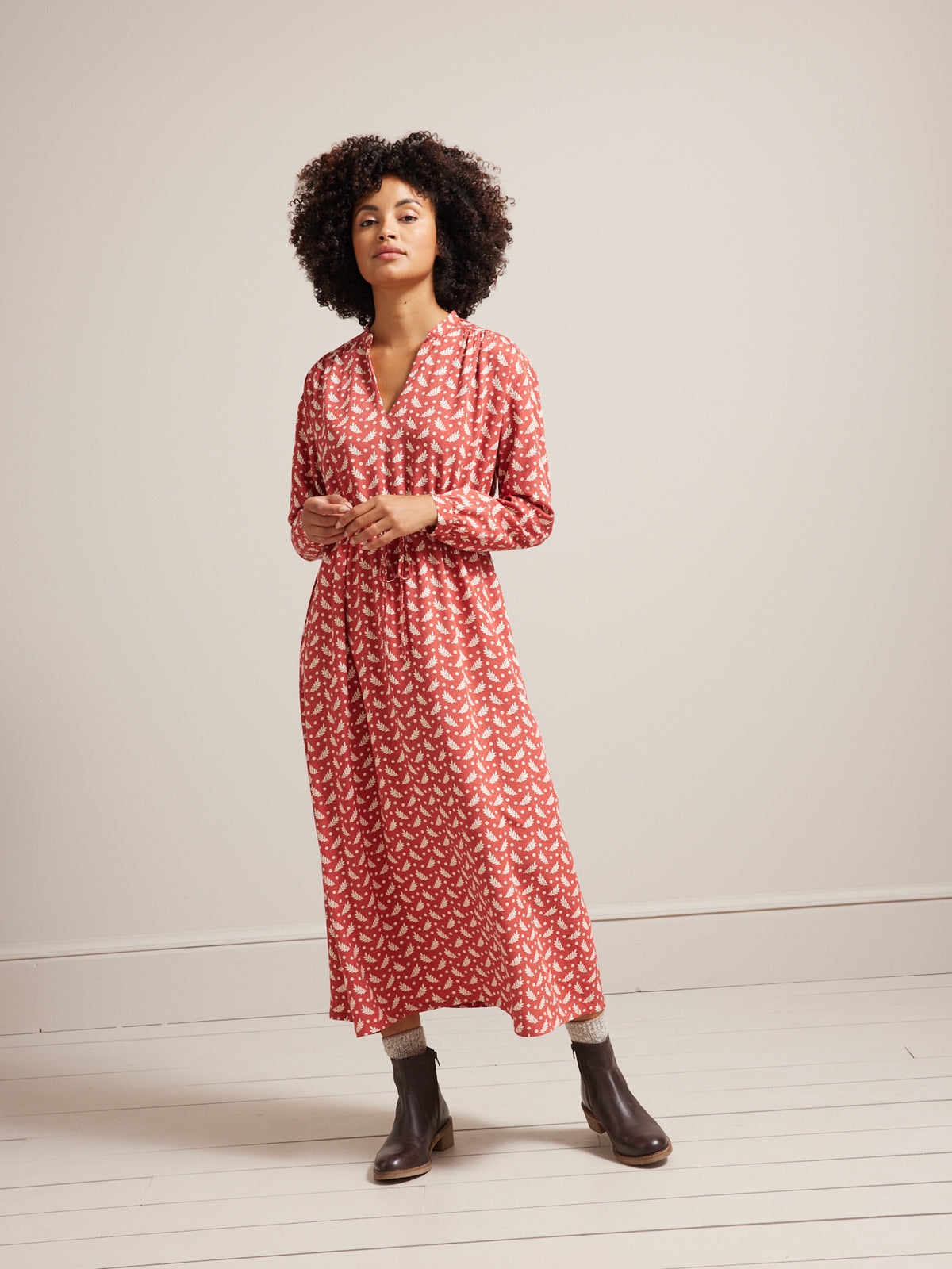 Robe mi-longue femme viscose dobby imprimé Rebecca