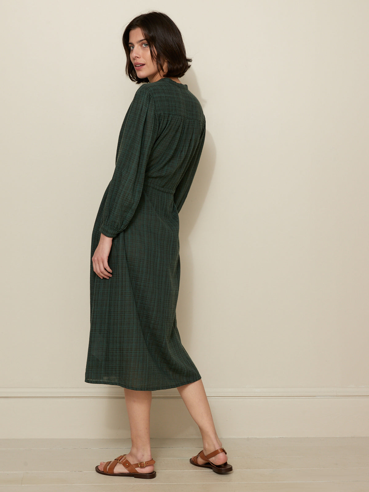 Robe longue femme tissu crépon