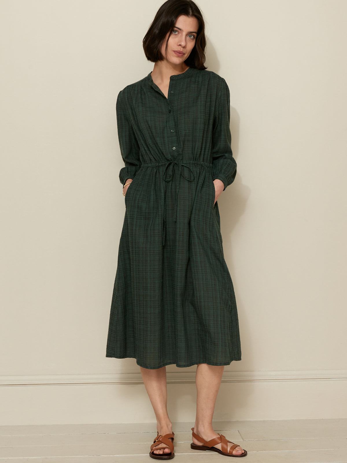 Robe longue femme tissu crépon