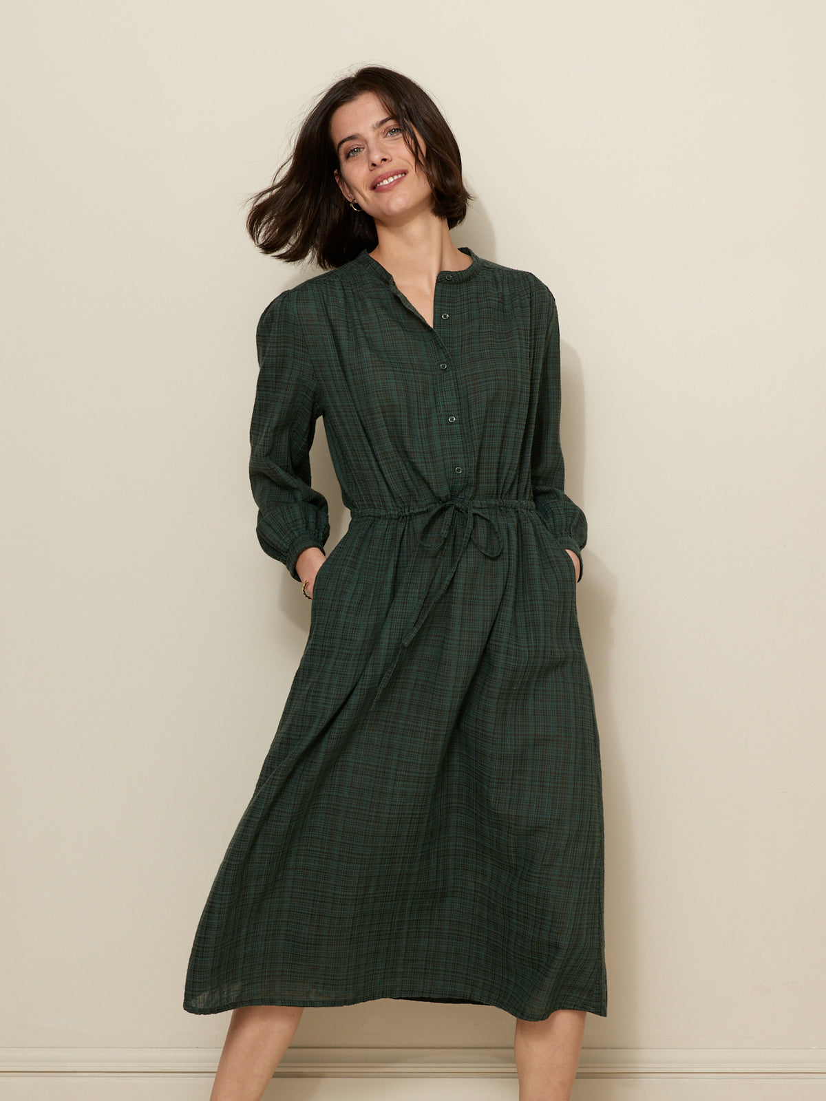 Robe longue femme tissu crépon
