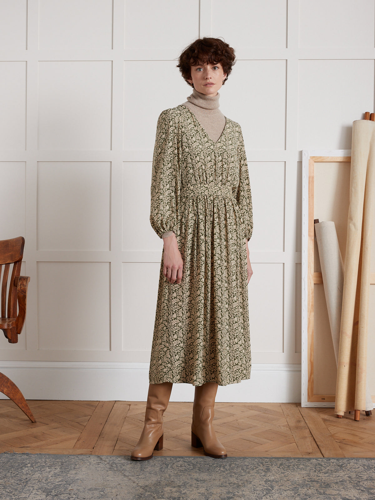 Langes Damenkleid mit Gladys-Print von Pablo Piatti
