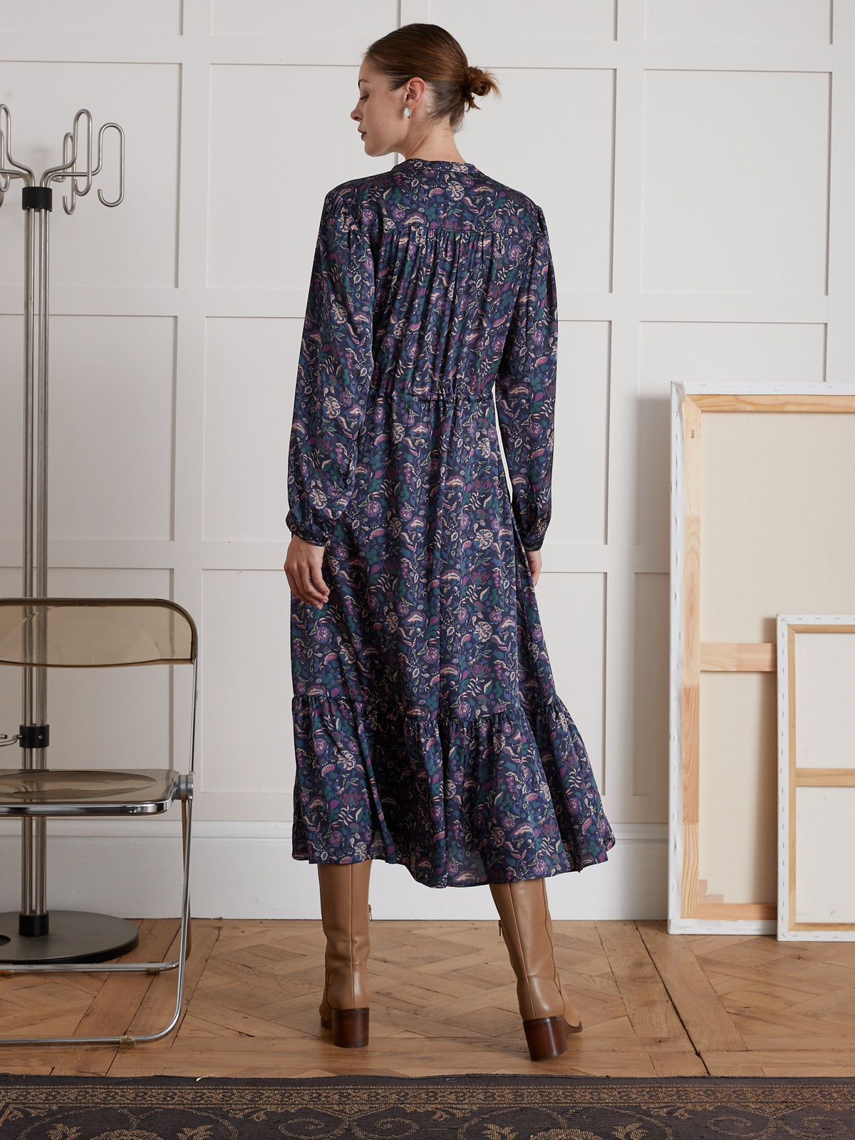 Langes Damenkleid mit Botania-Print von Pablo Piatti