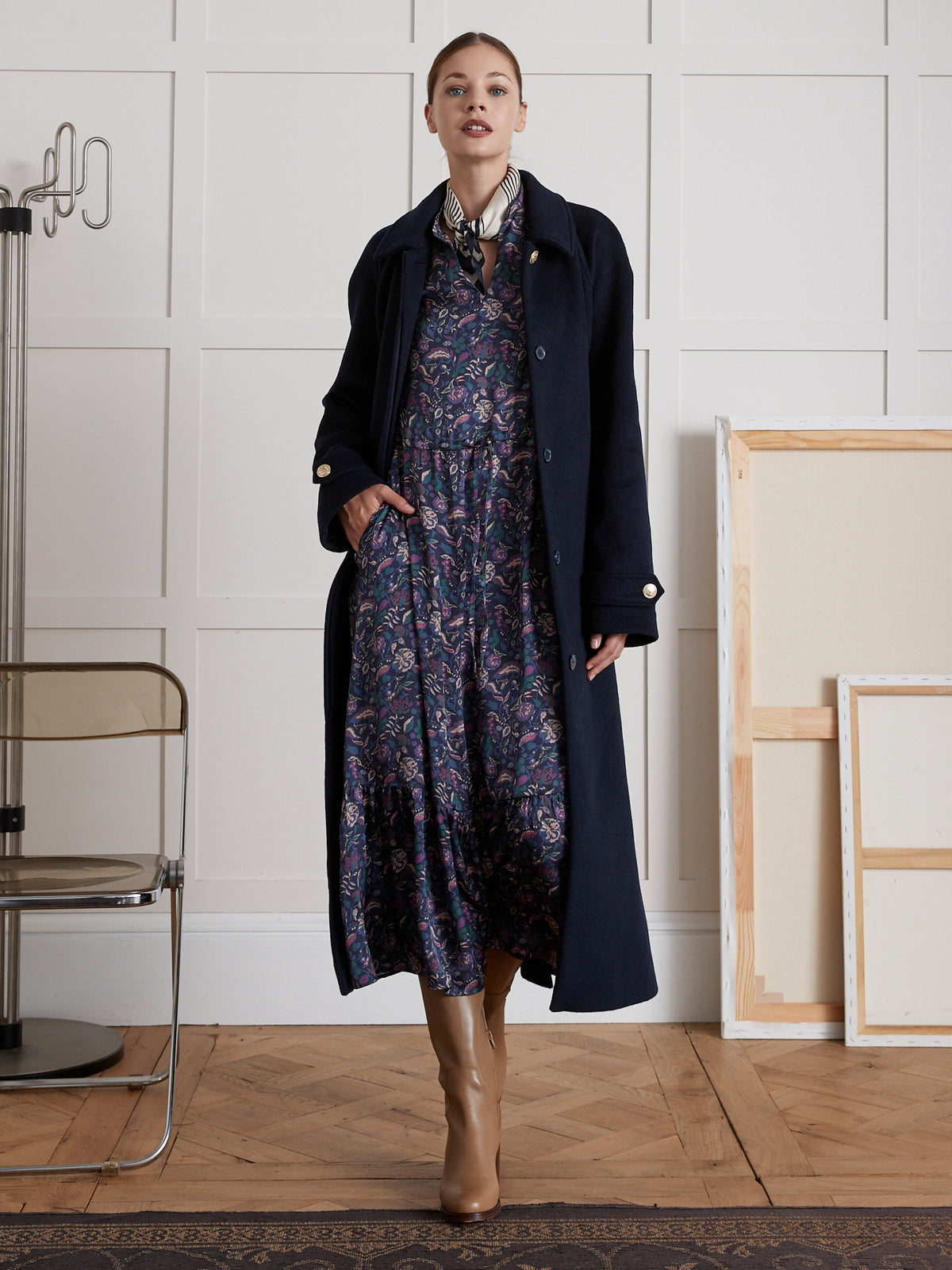 Langes Damenkleid mit Botania-Print von Pablo Piatti