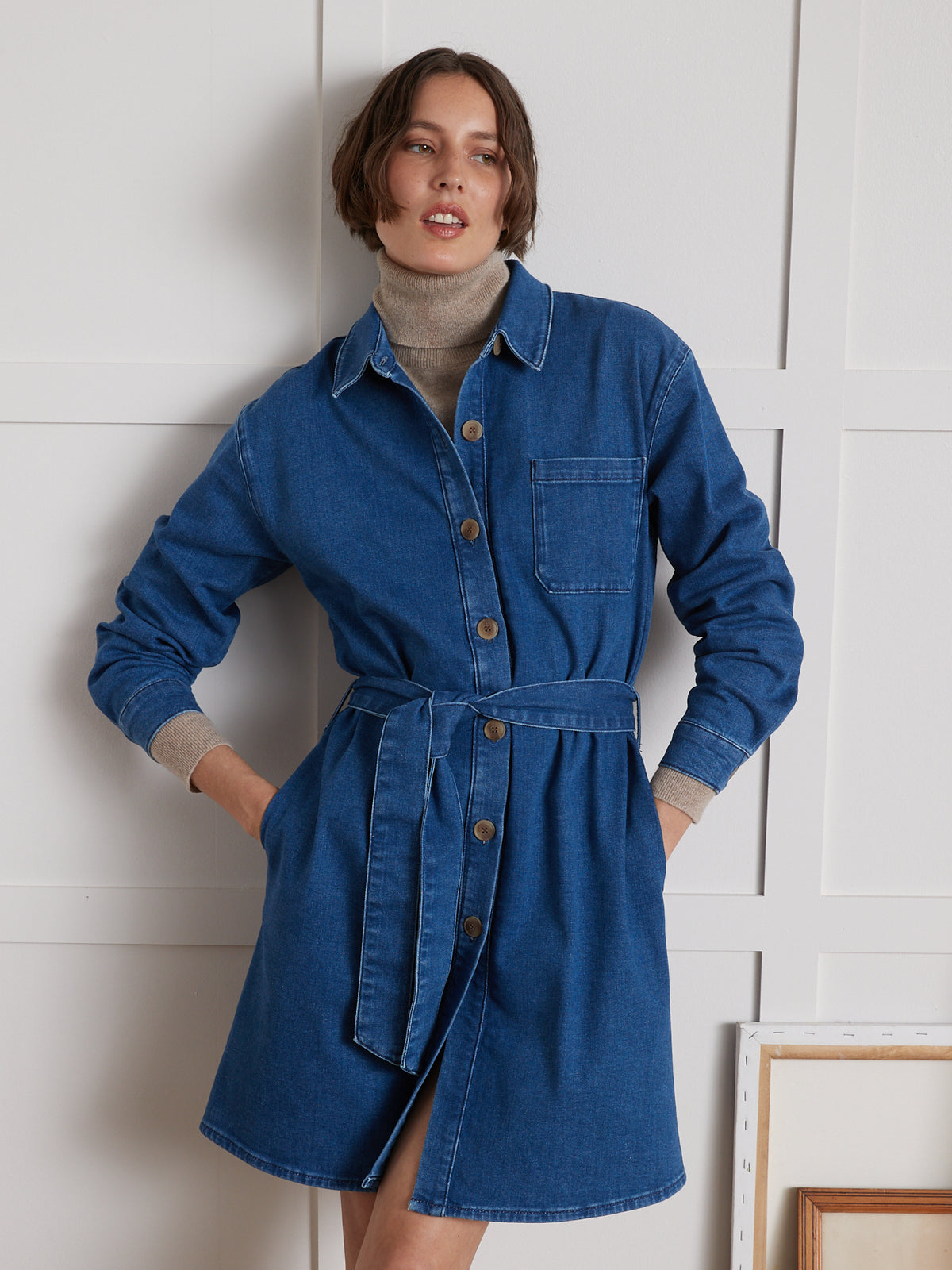 Robe-chemise jean femme - coton biologique