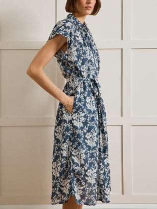 Robe mi-longue voile de coton imprimé Lucia