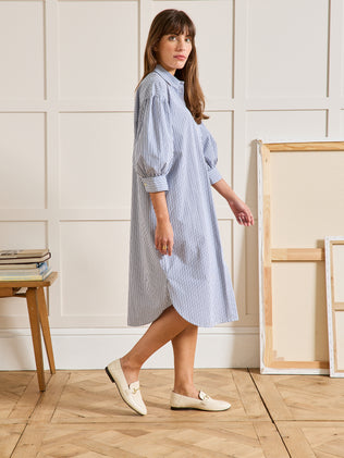 Robe-chemise rayée oversize femme seersucker