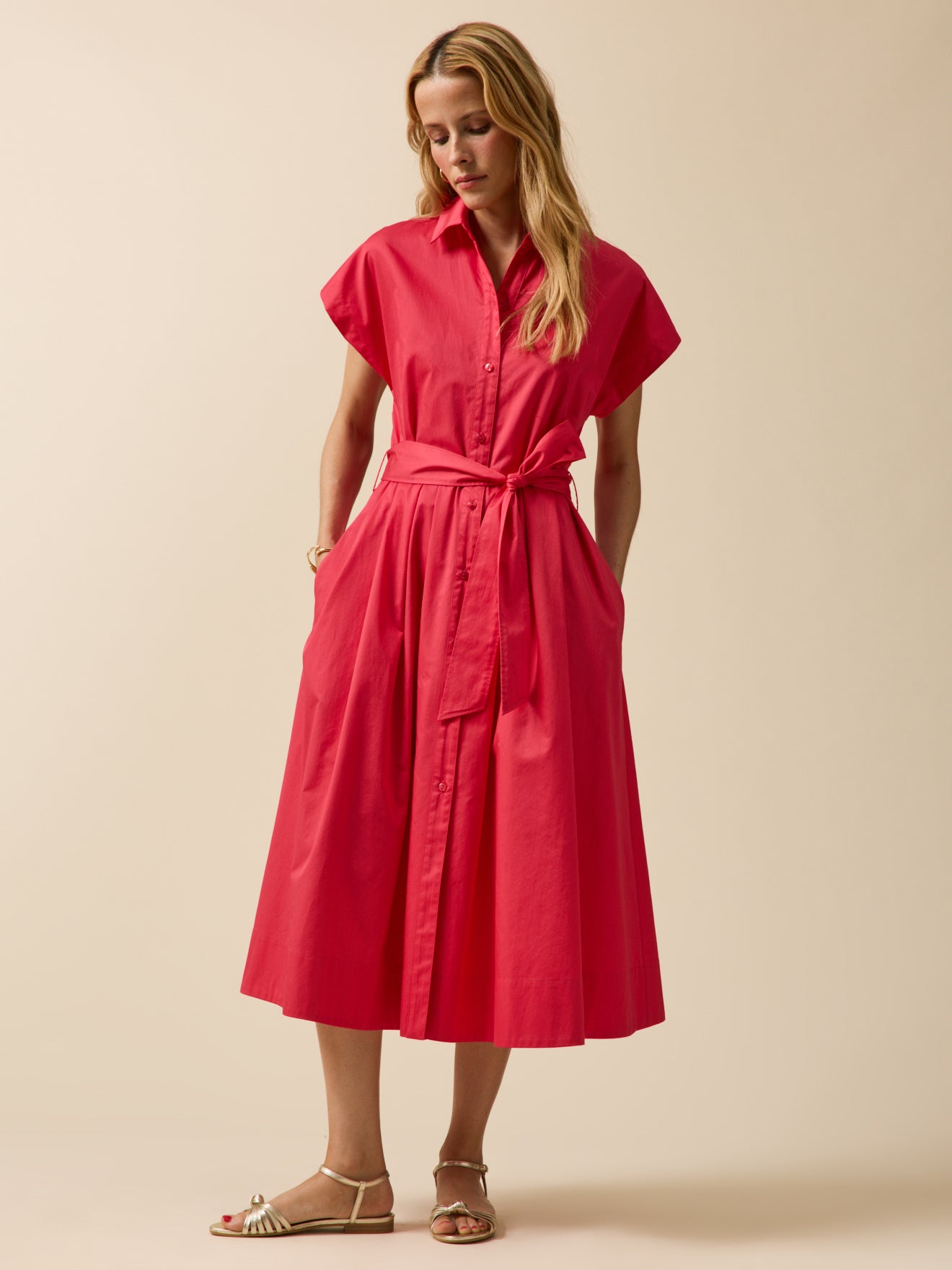 Damen-Festkleid aus satinierter Popeline