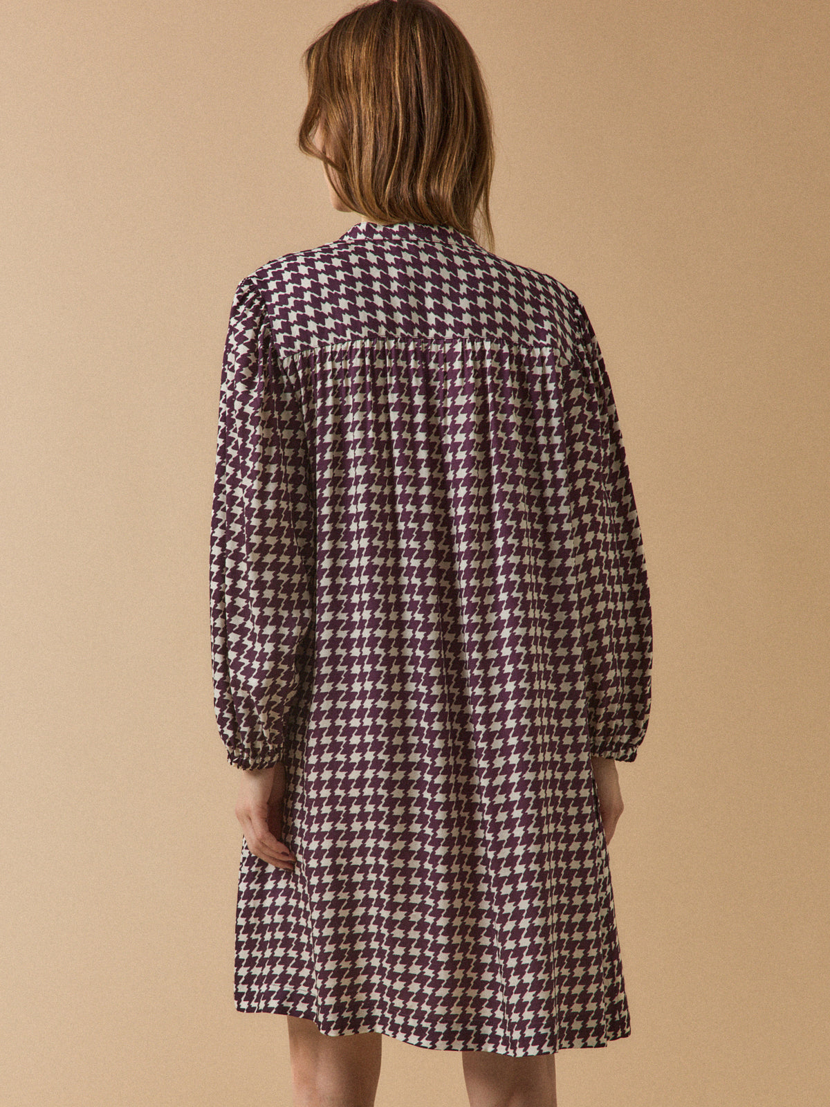 Robe courte femme imprimé pied-de-coq