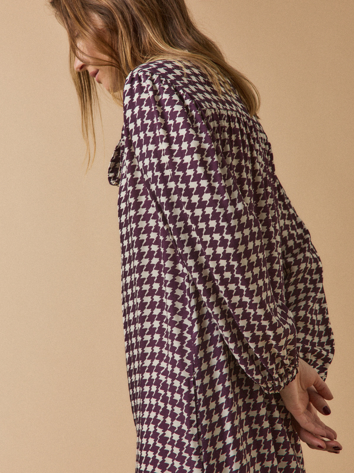 Robe courte femme imprimé pied-de-coq