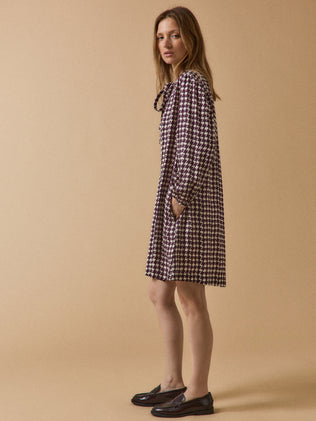 Robe courte femme imprimé pied-de-coq