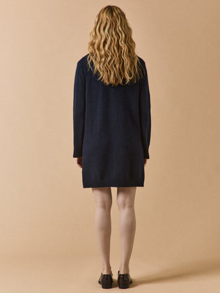 Robe-pull col polo courte boutons dorés femme