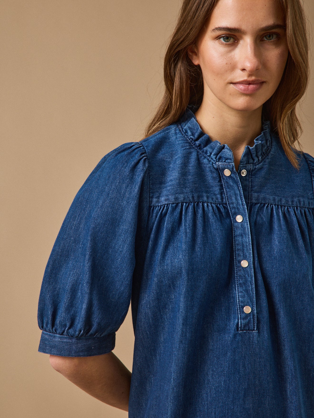 Robe courte jean femme coton biologique