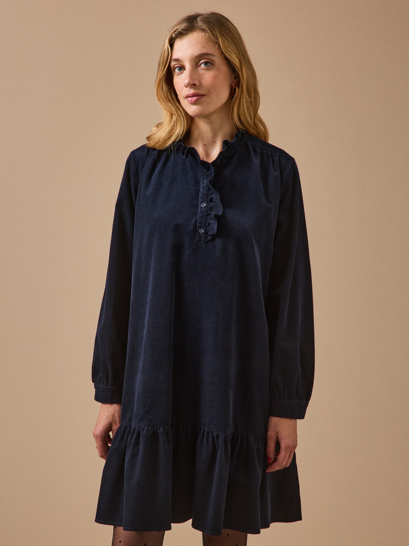 Robe courte femme velours babycord