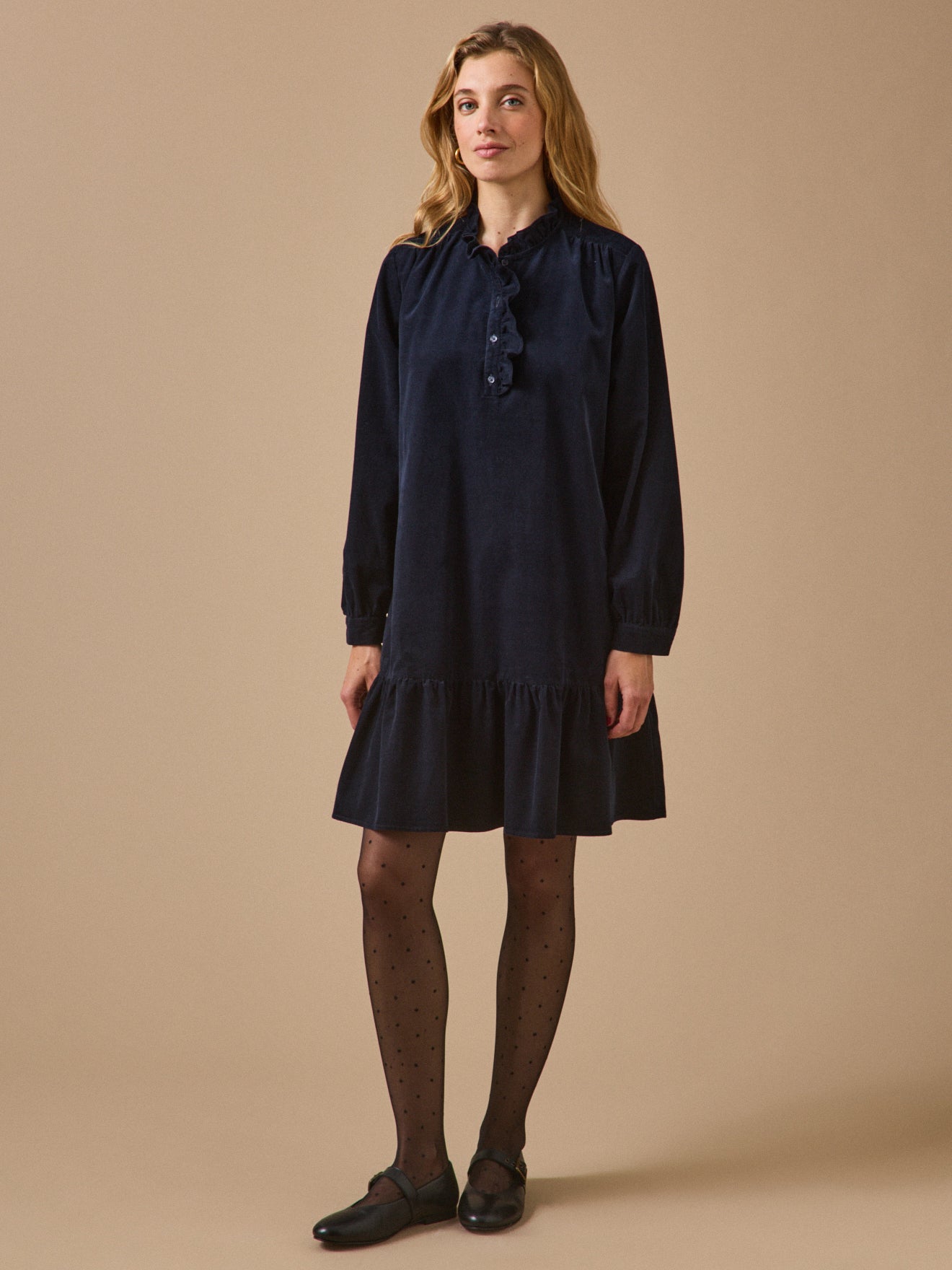 Robe courte femme velours babycord